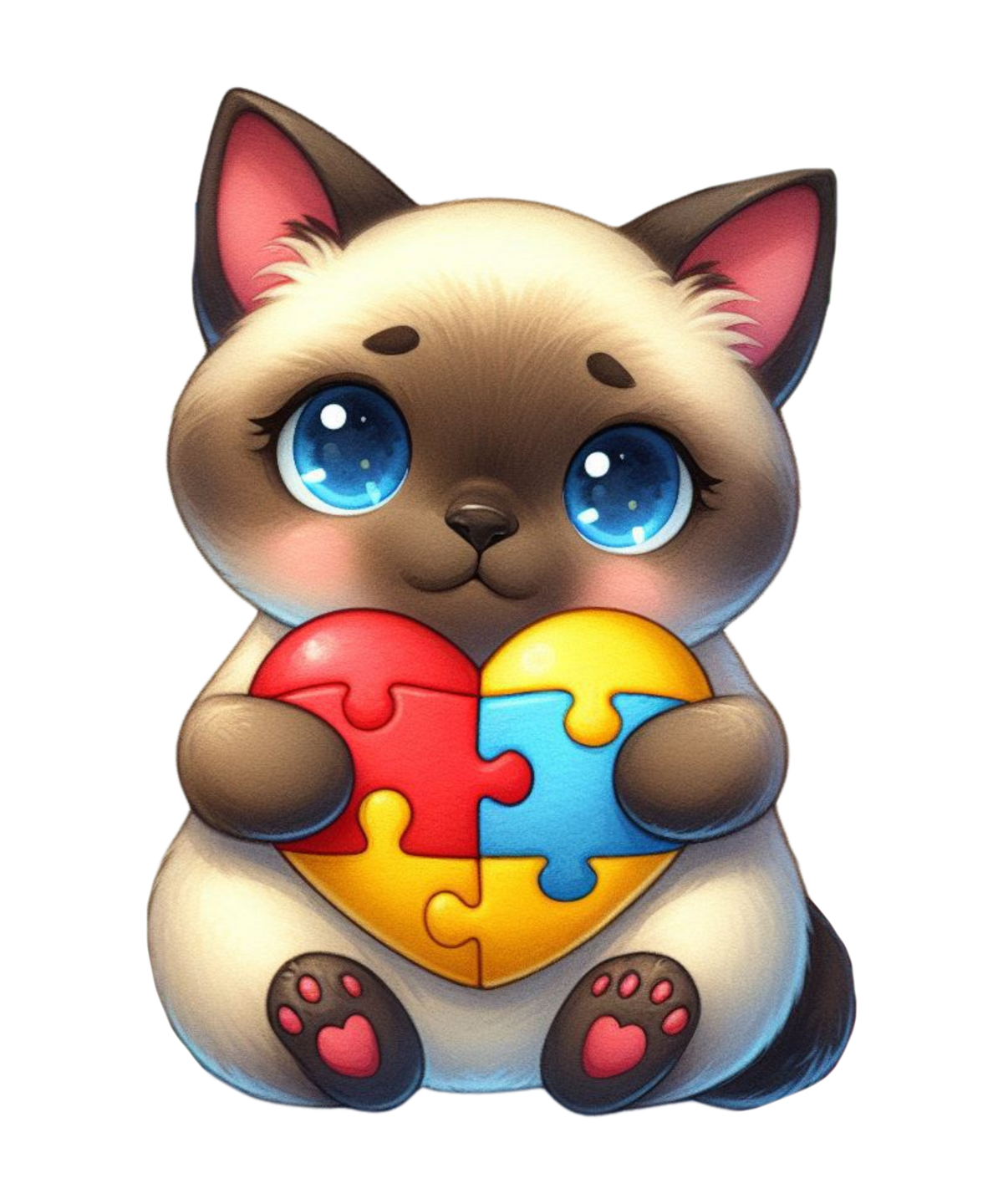 Cats Holding Autism Puzzle Heart Heat Transfer