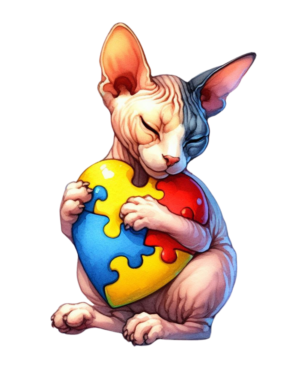 Cats Holding Autism Puzzle Heart Heat Transfer