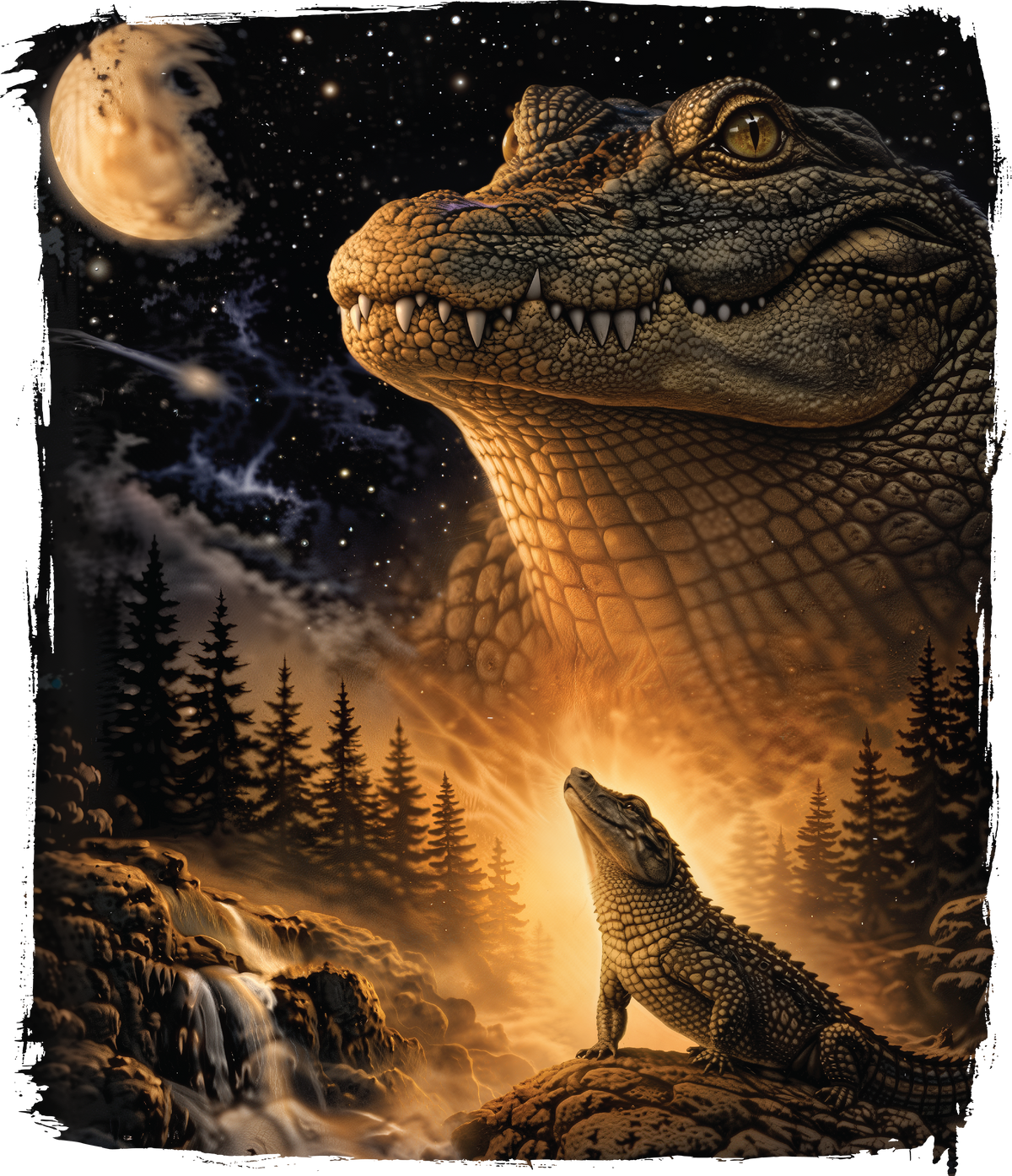 Animals By Moonlight Heat Transfer Print for Custom Apparel Designs