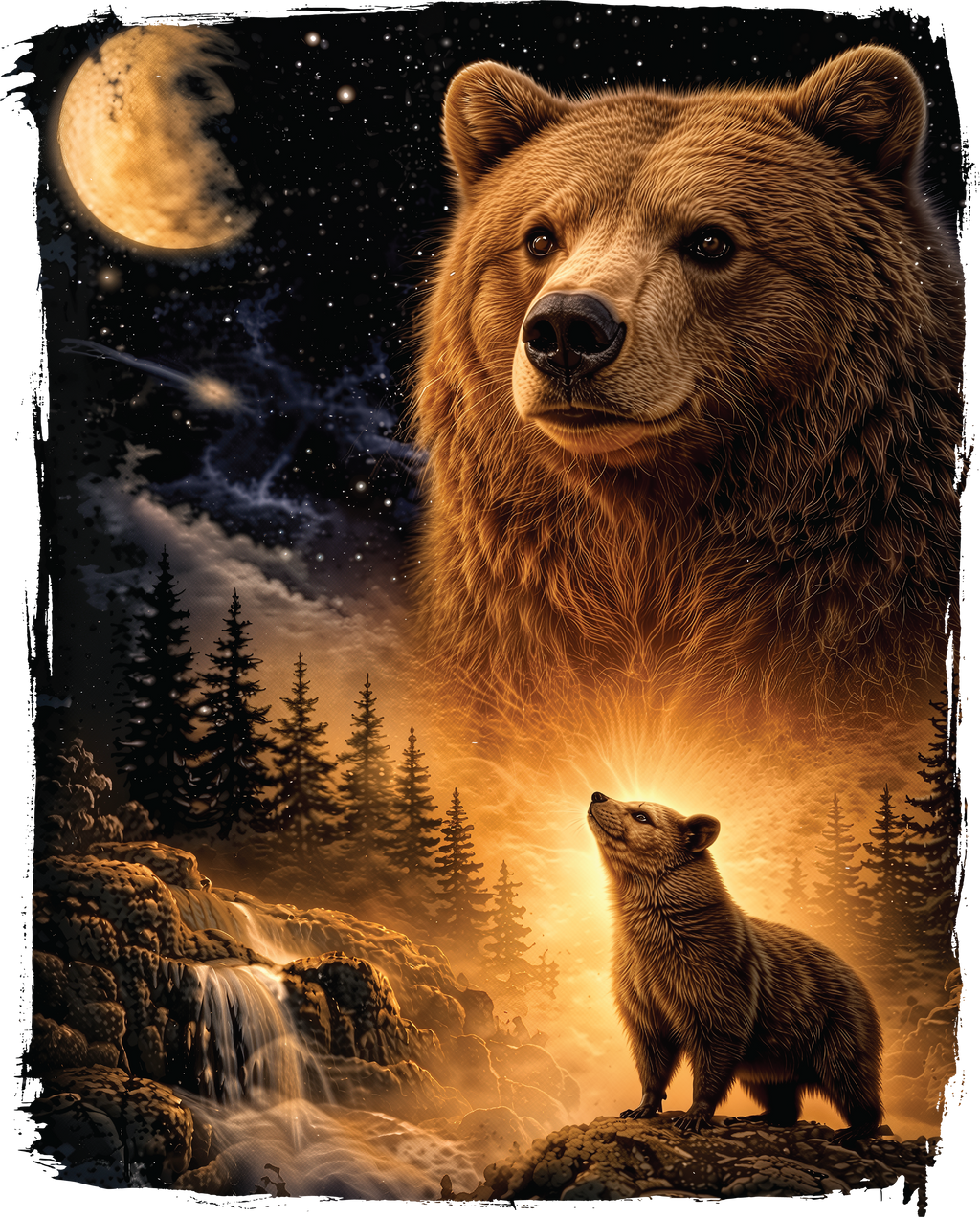 Animals By Moonlight Heat Transfer Print for Custom Apparel Designs