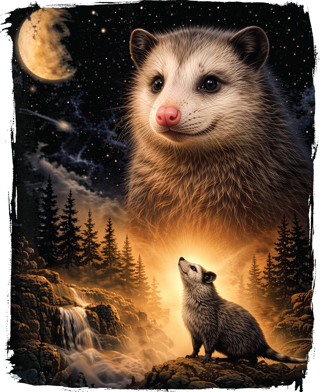 Animals By Moonlight Heat Transfer Print for Custom Apparel Designs