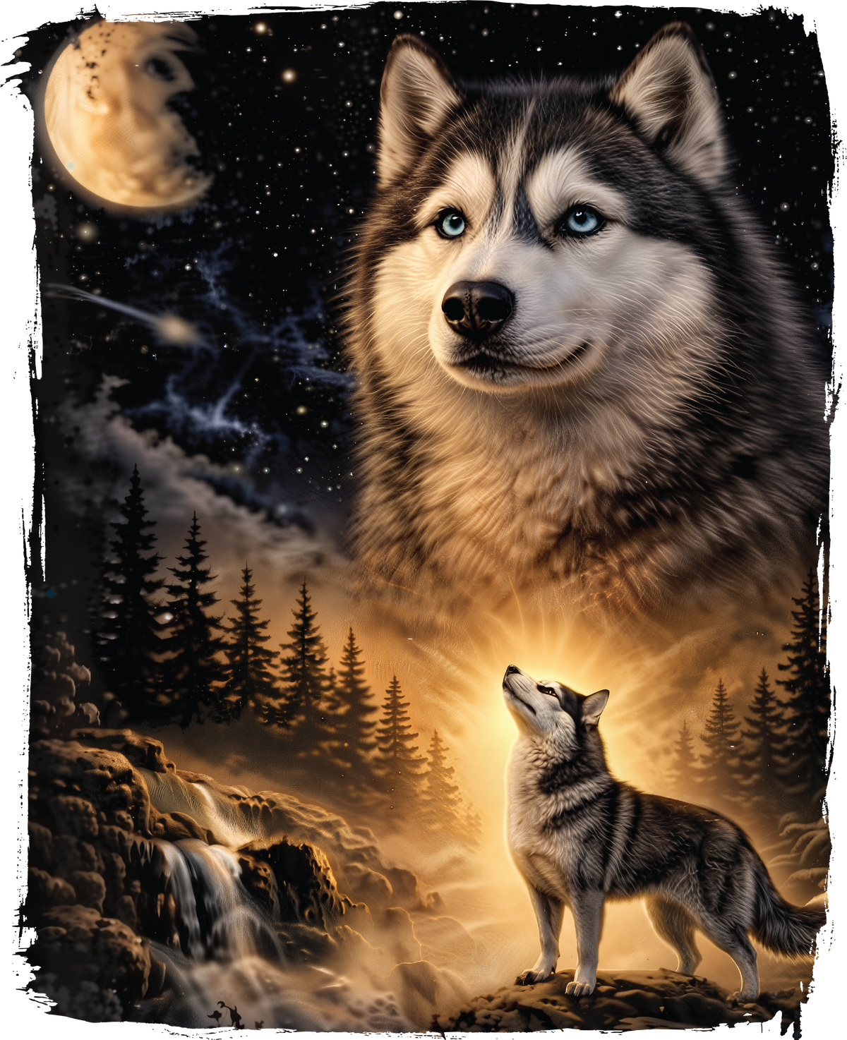 Animals By Moonlight Heat Transfer Print for Custom Apparel Designs