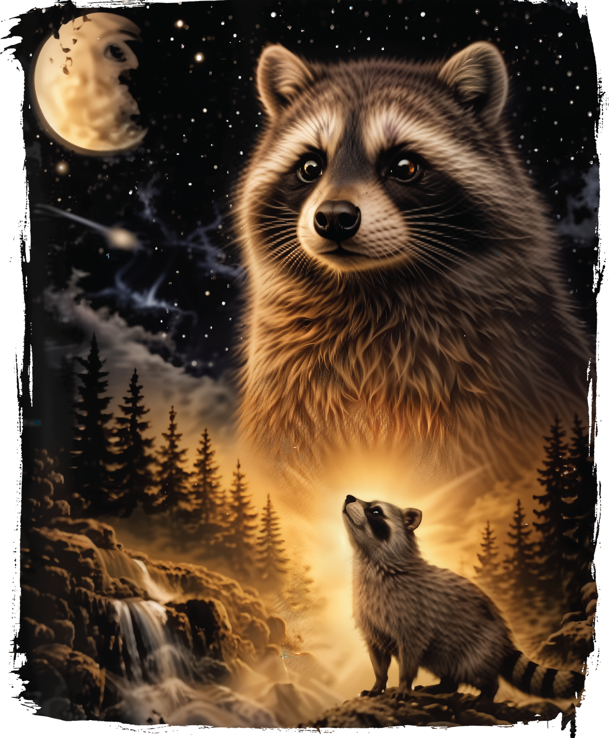 Animals By Moonlight Heat Transfer Print for Custom Apparel Designs