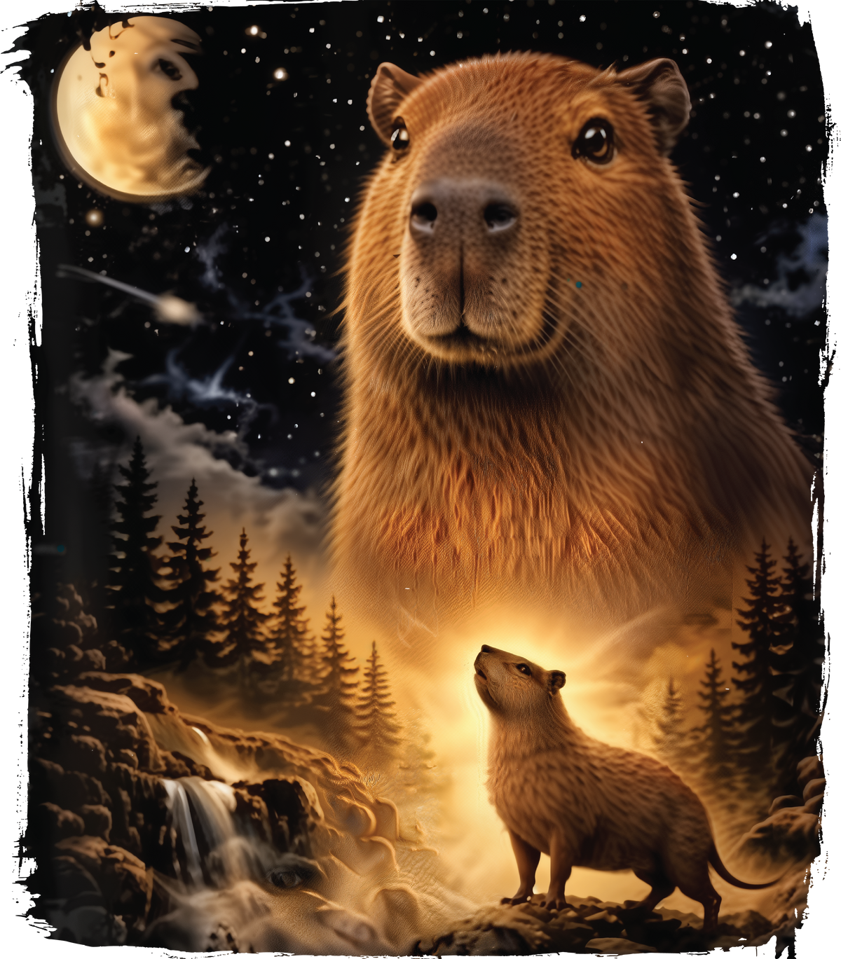 Animals By Moonlight Heat Transfer Print for Custom Apparel Designs