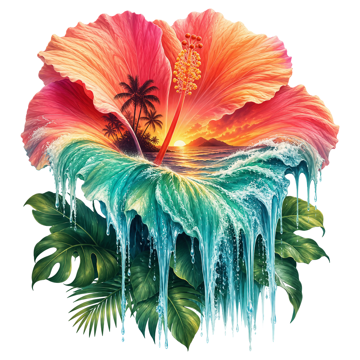 Tropical Hibiscus Heat Transfer Ready to Press