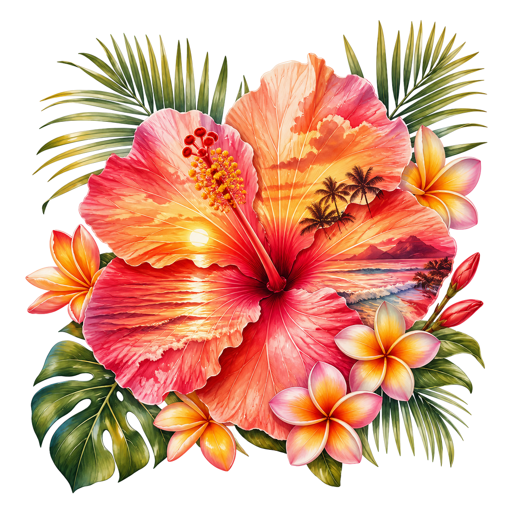 Tropical Hibiscus Heat Transfer Ready to Press