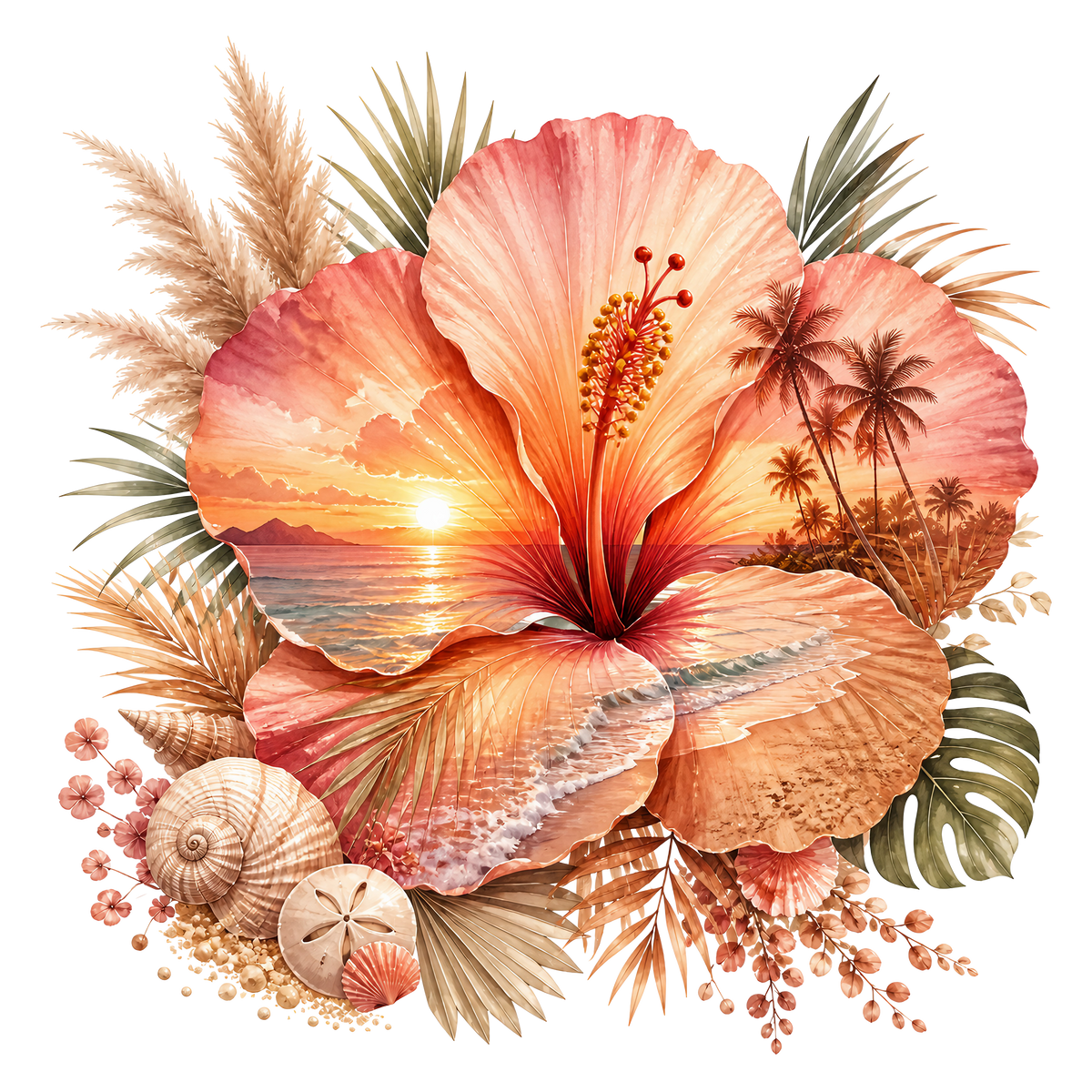 Tropical Hibiscus Heat Transfer Ready to Press