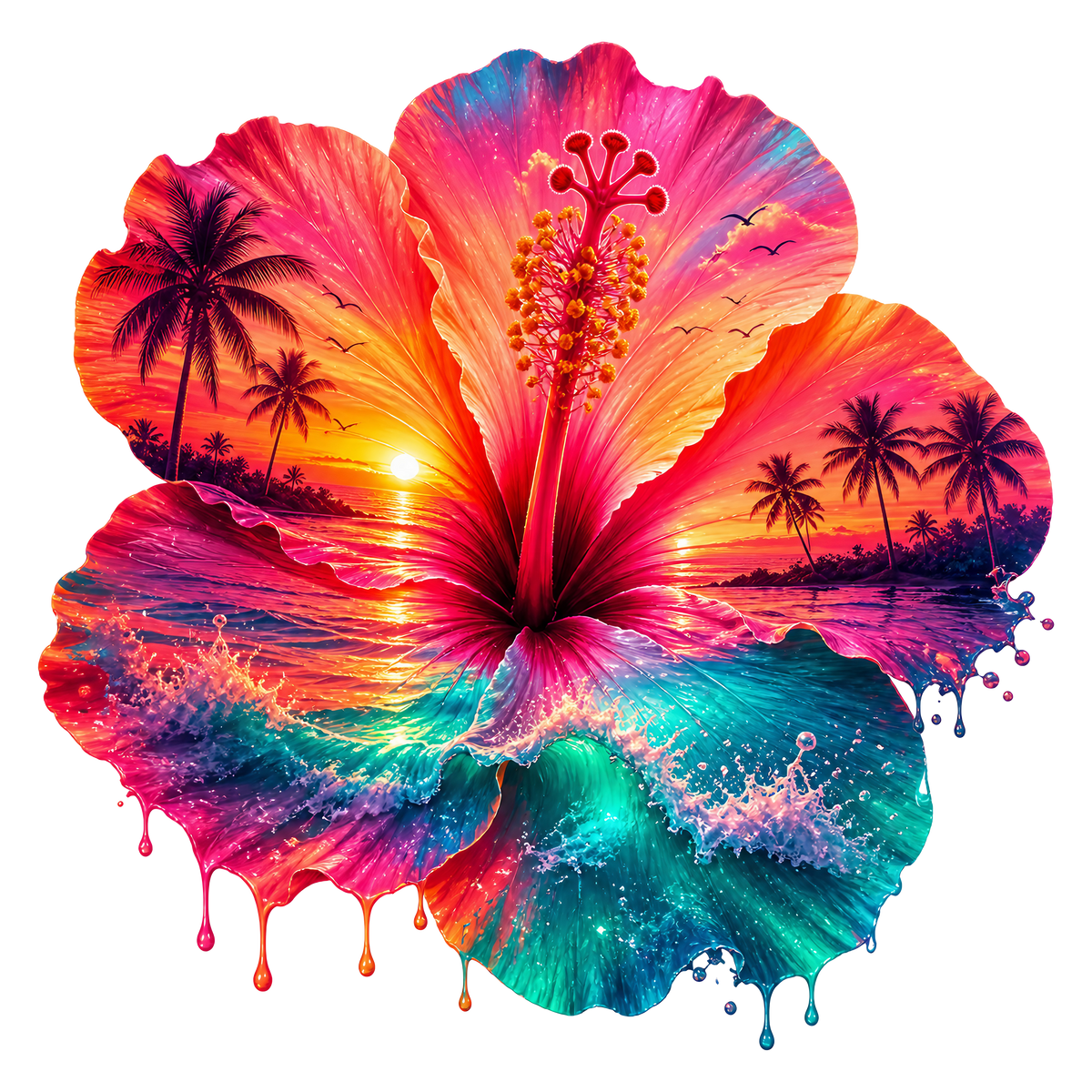 Tropical Hibiscus Heat Transfer Ready to Press