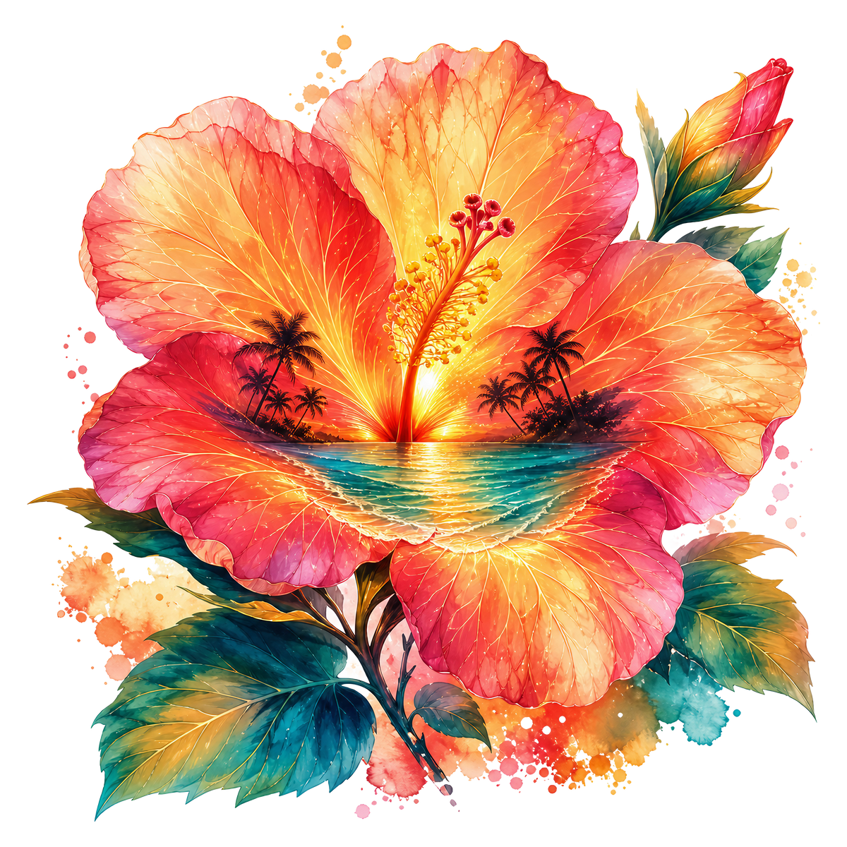 Tropical Hibiscus Heat Transfer Ready to Press