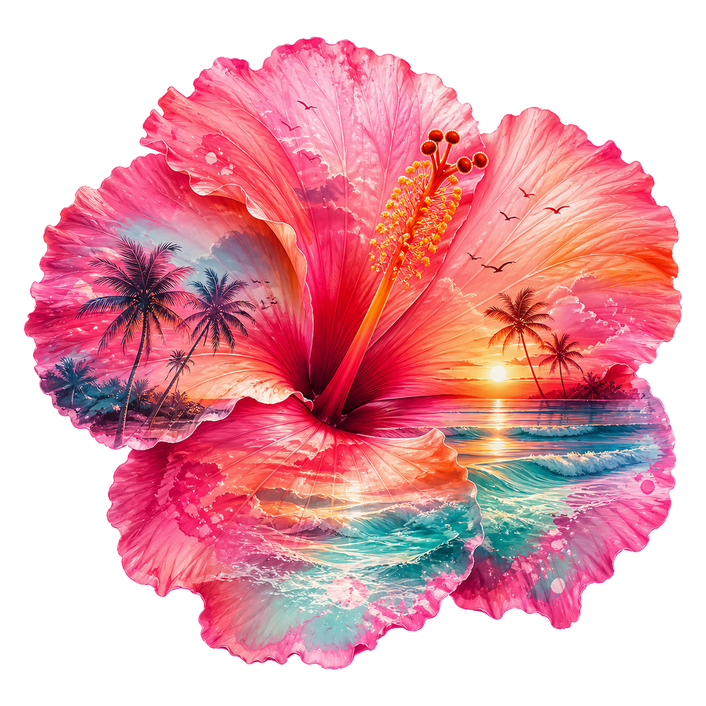Tropical Hibiscus Heat Transfer Ready to Press