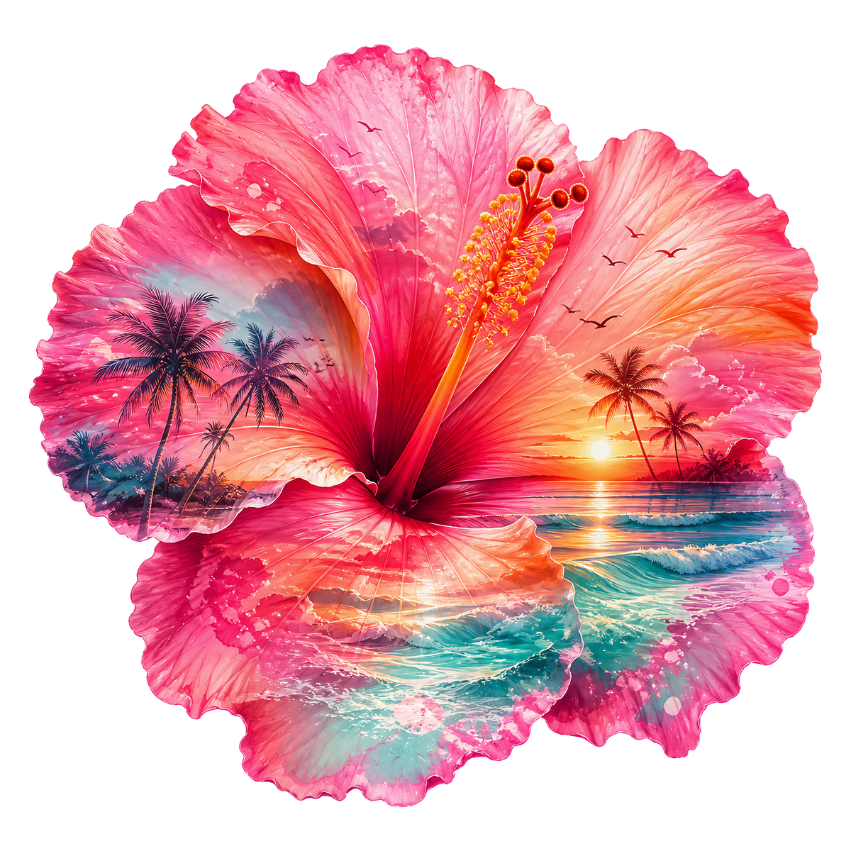Tropical Hibiscus Heat Transfer Ready to Press