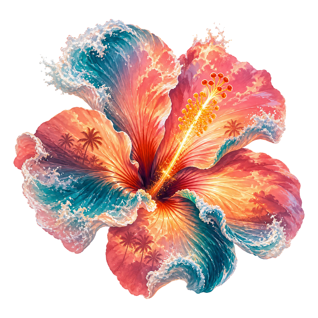Tropical Hibiscus Heat Transfer Ready to Press