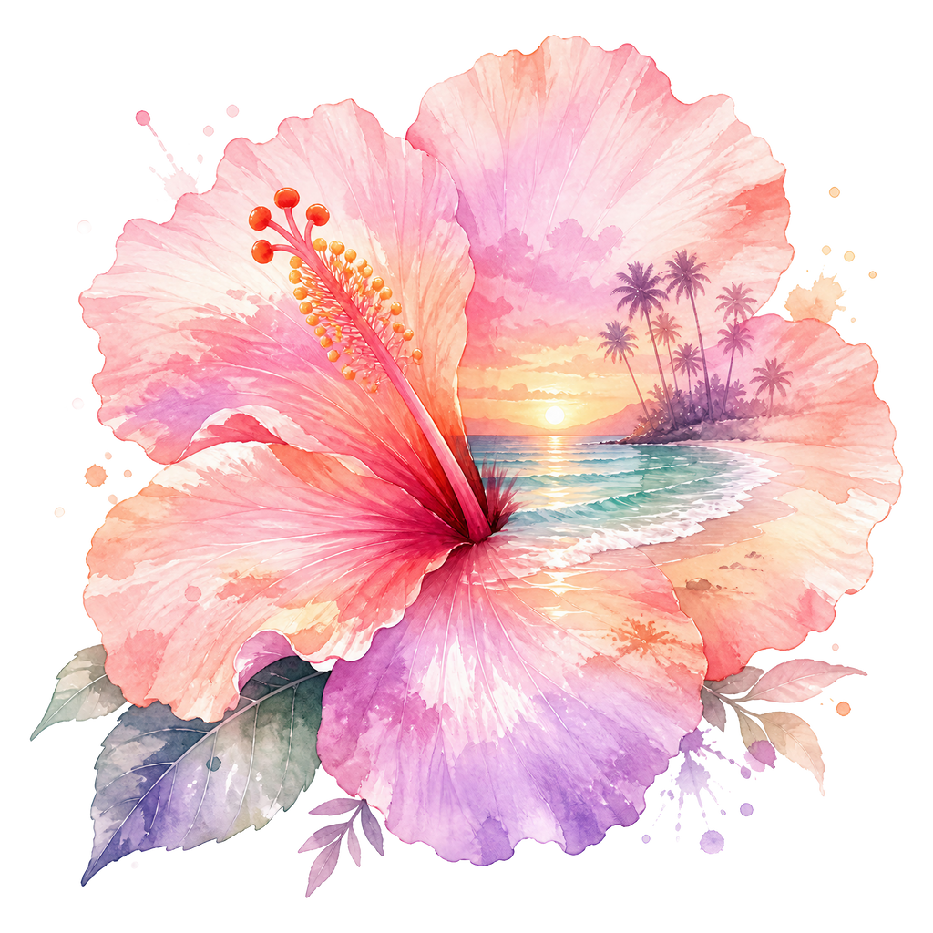 Tropical Hibiscus Heat Transfer Ready to Press