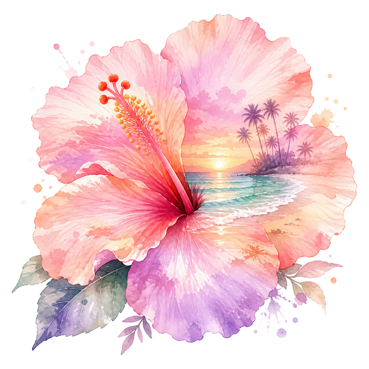Tropical Hibiscus Heat Transfer Ready to Press