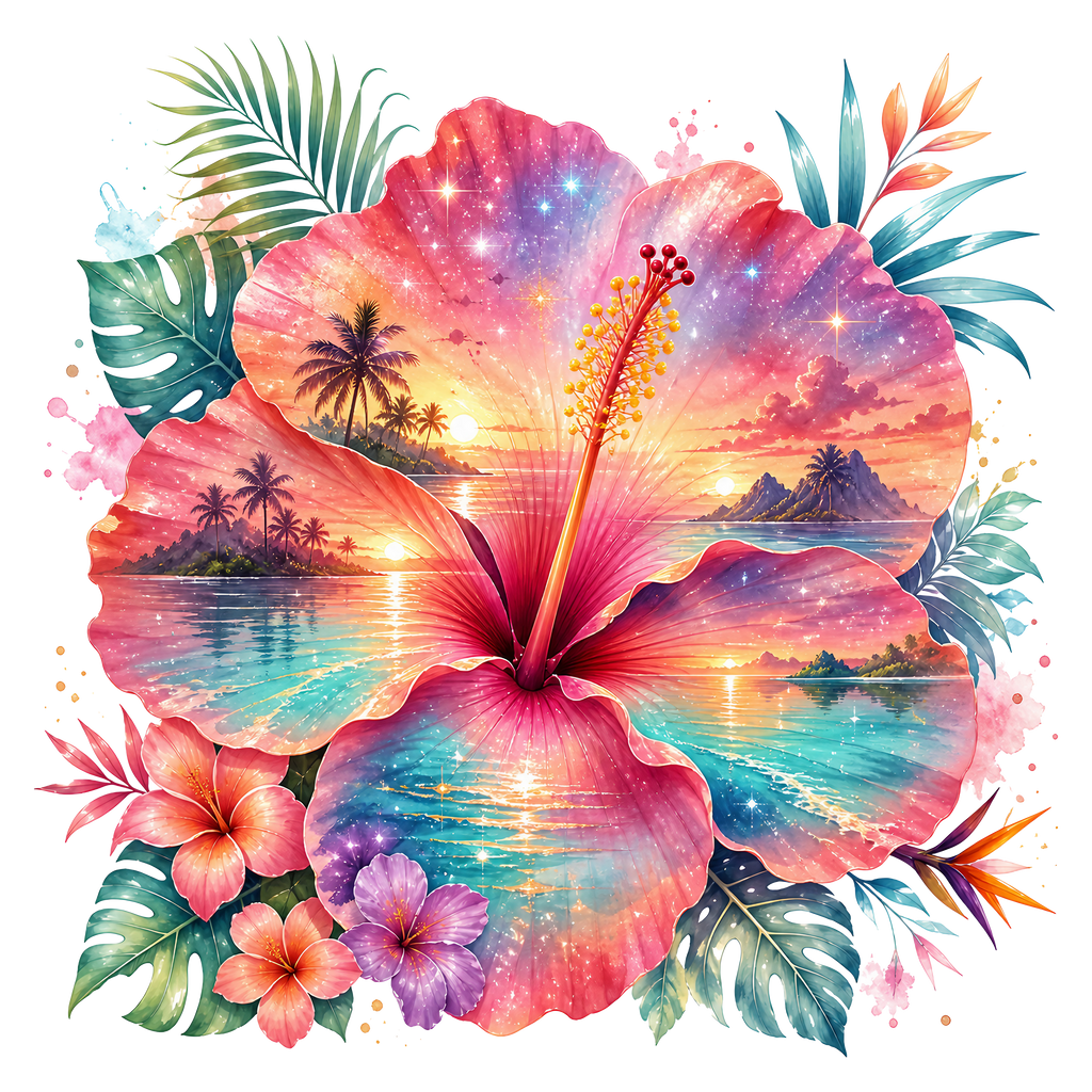 Tropical Hibiscus Heat Transfer Ready to Press