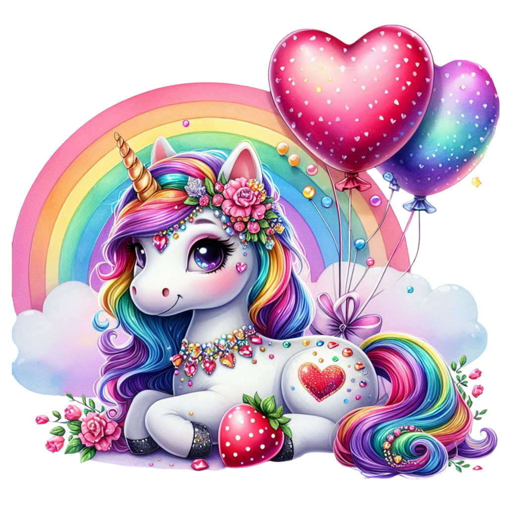 Unicorn Rainbow Balloons Heat Transfer