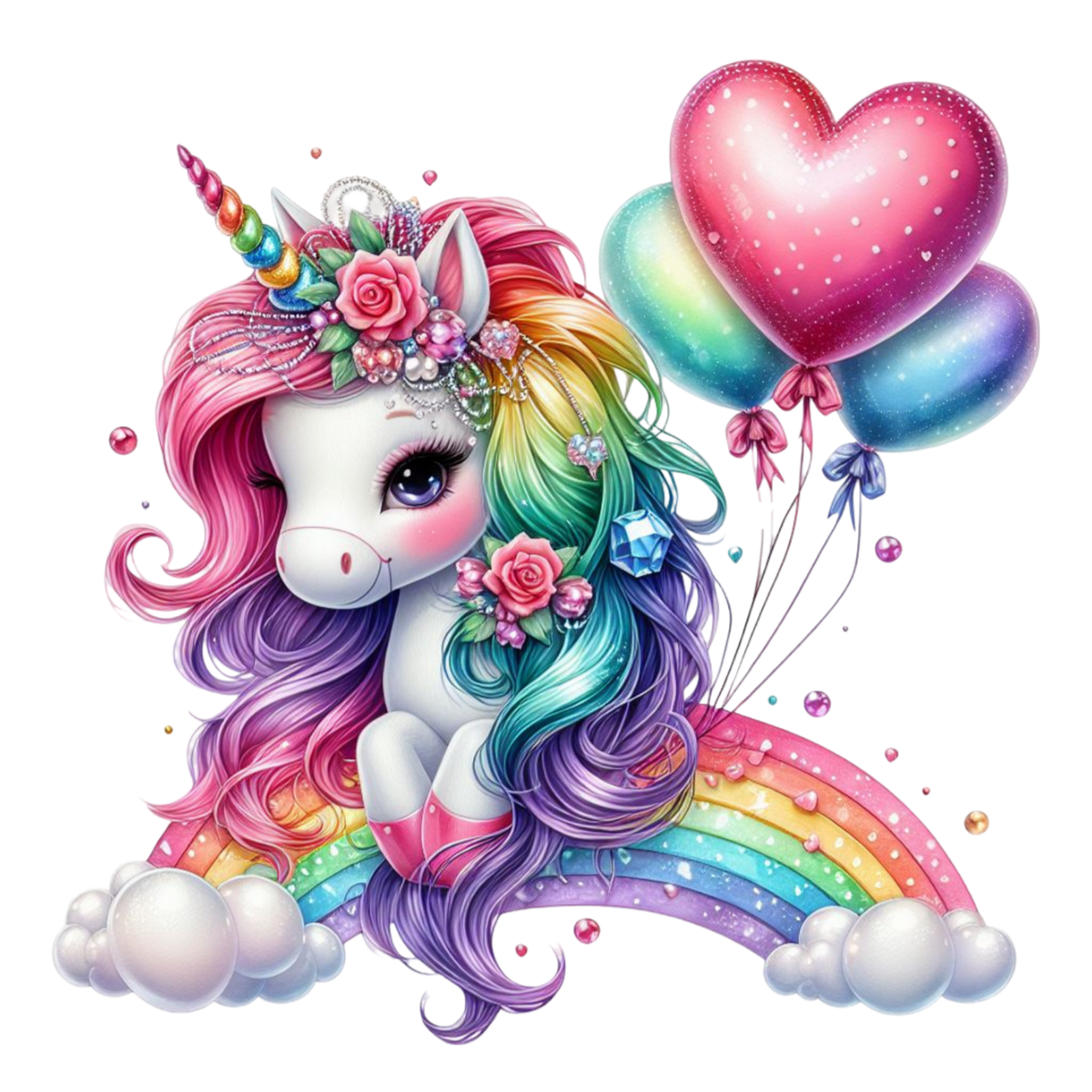 Unicorn Rainbow Balloons Heat Transfer