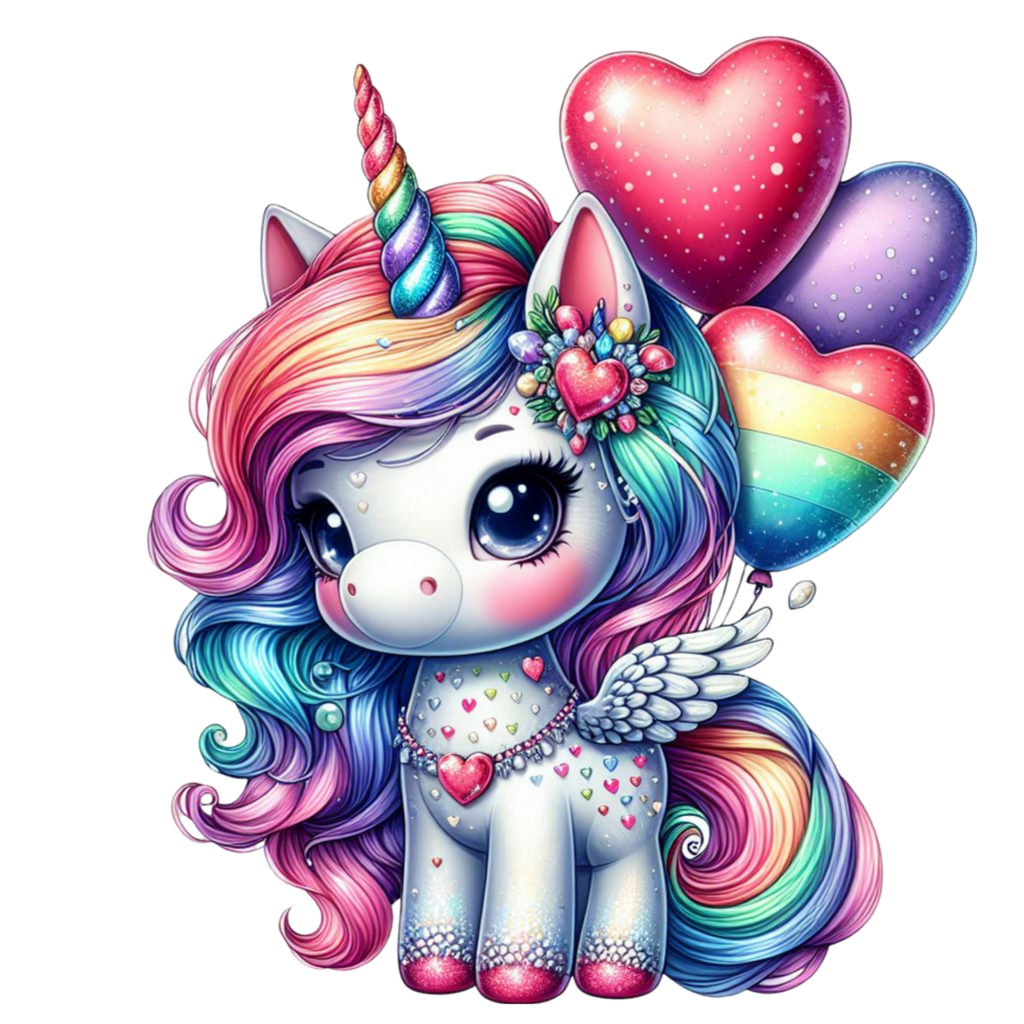 Unicorn Rainbow Balloons Heat Transfer