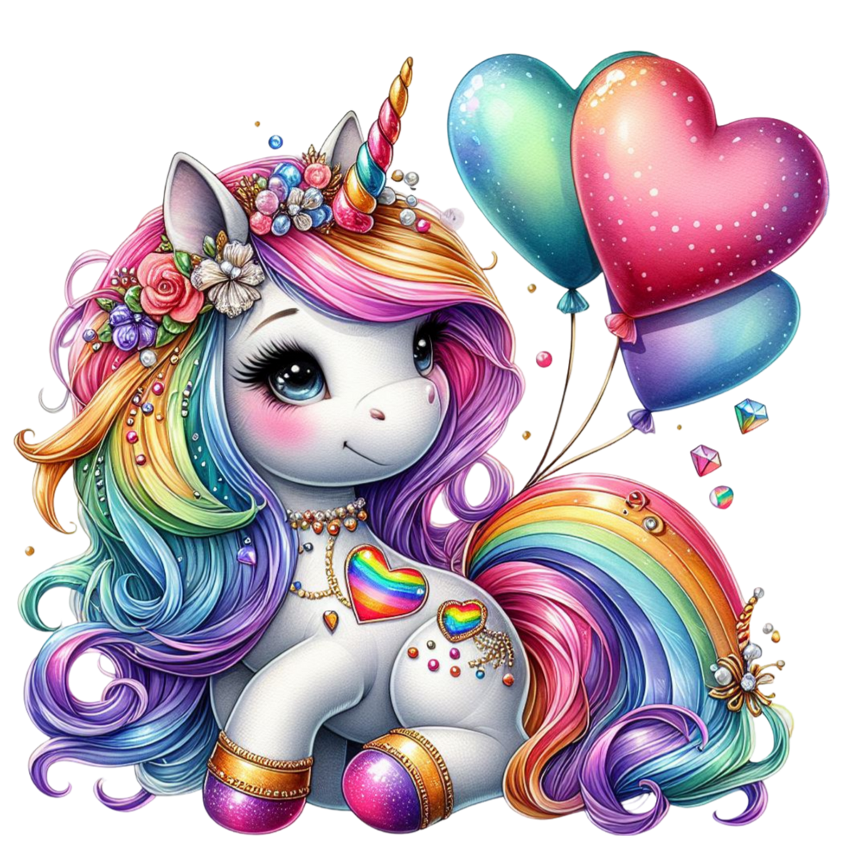 Unicorn Rainbow Balloons Heat Transfer