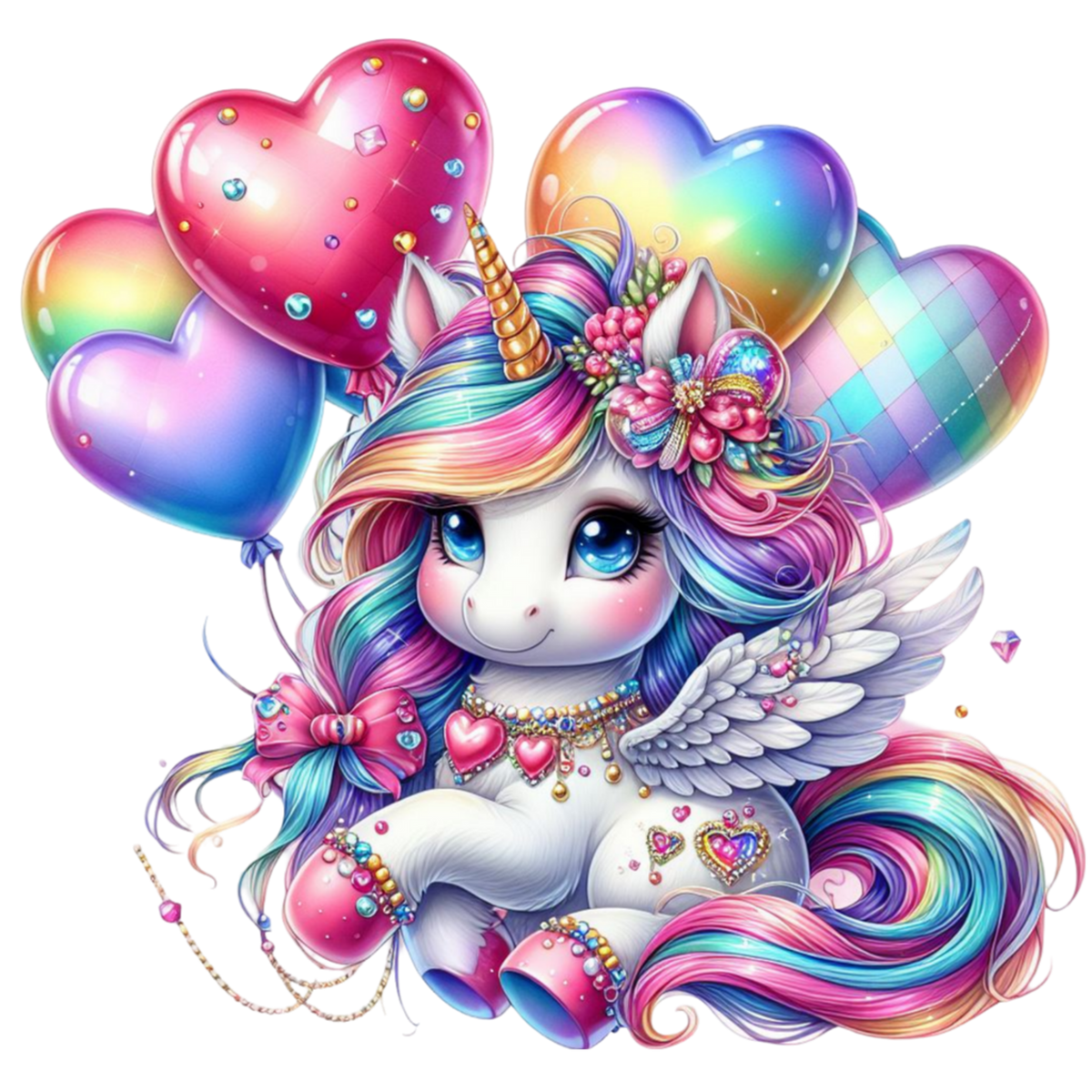 Unicorn Rainbow Balloons Heat Transfer