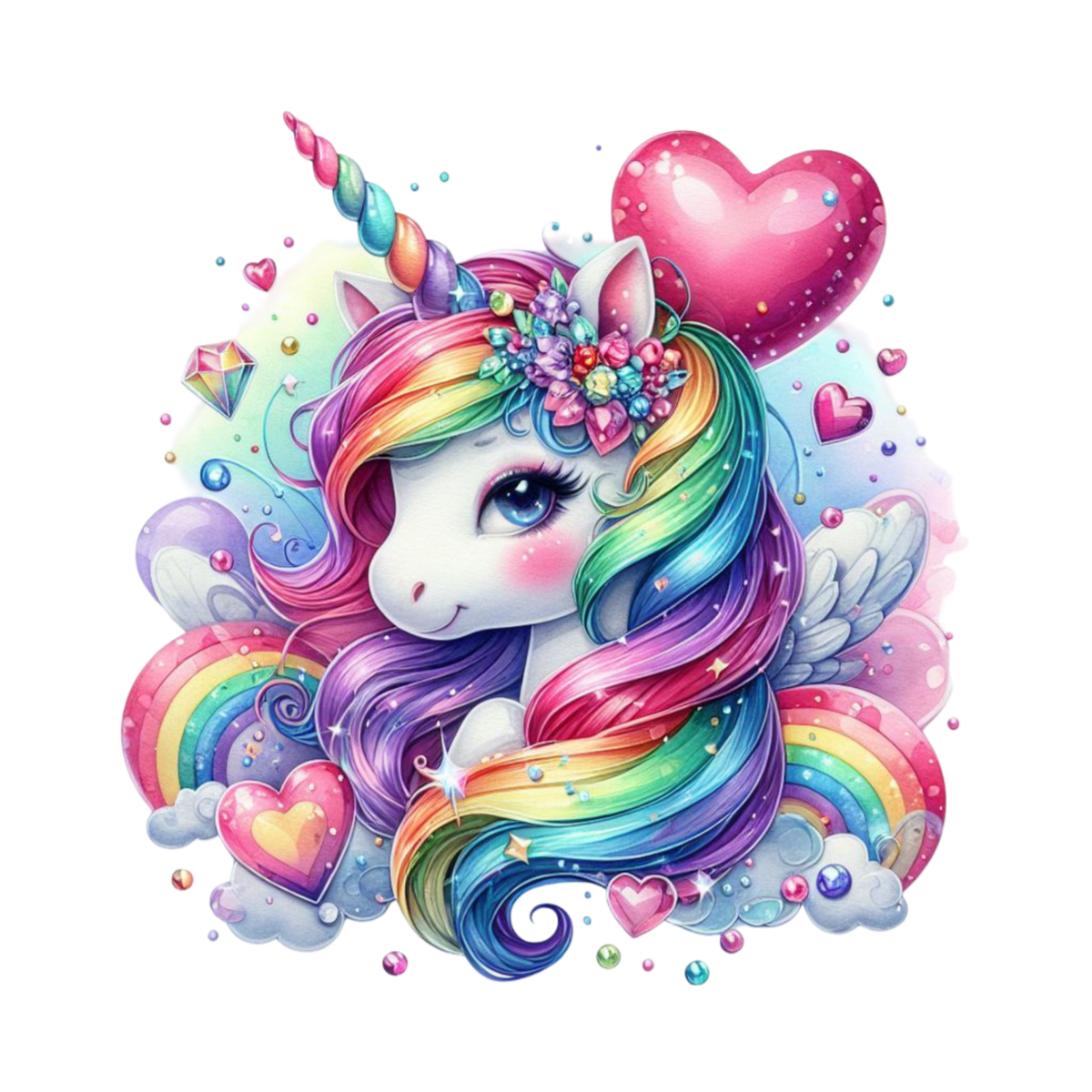 Unicorn Rainbow Balloons Heat Transfer