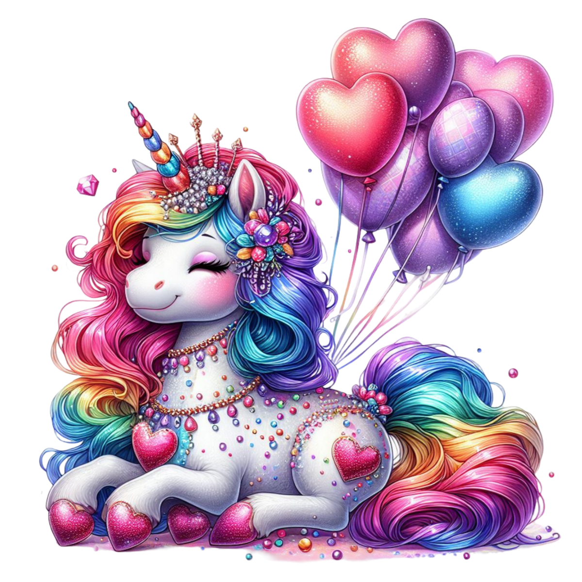 Unicorn Rainbow Balloons Heat Transfer