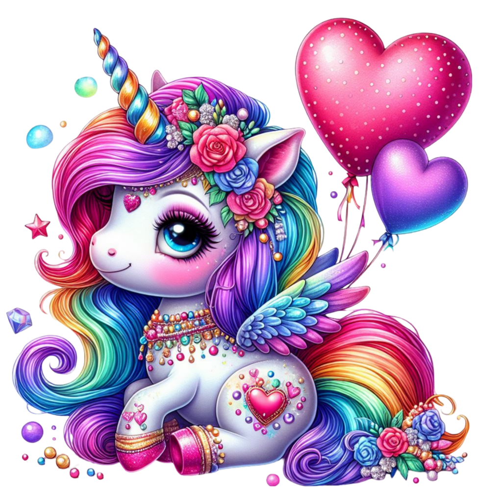 Unicorn Rainbow Balloons Heat Transfer