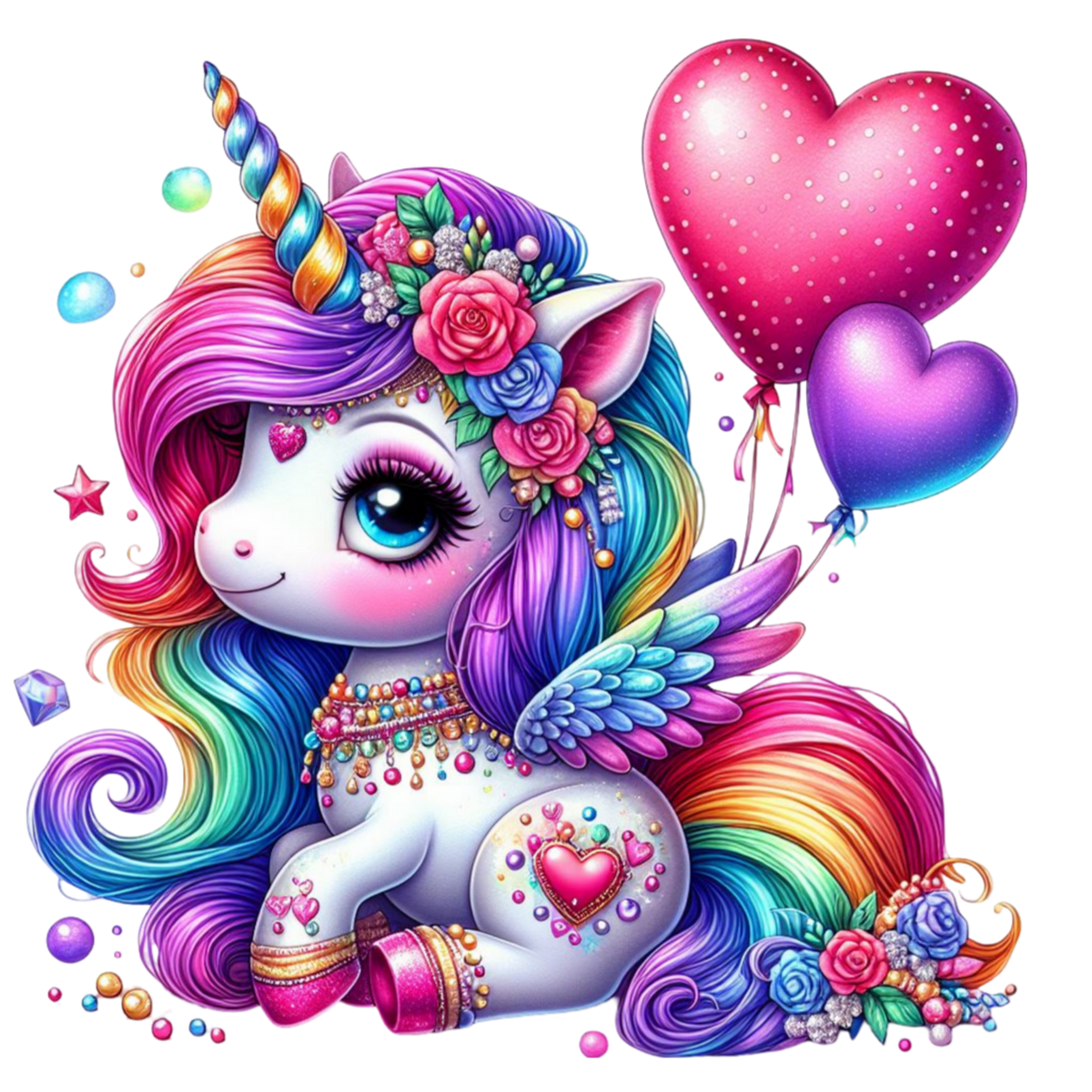 Unicorn Rainbow Balloons Heat Transfer