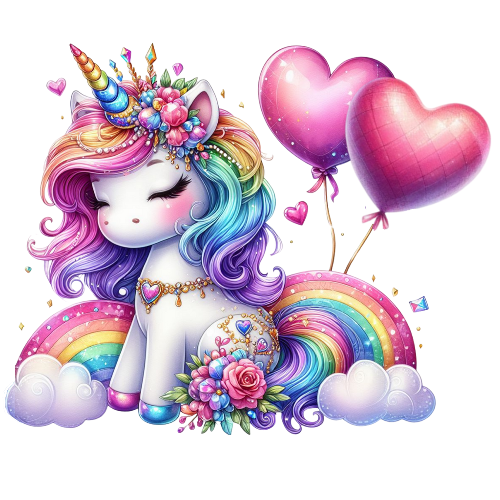 Unicorn Rainbow Balloons Heat Transfer