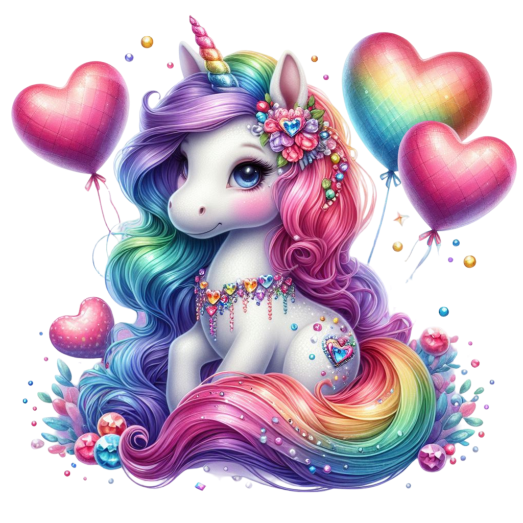 Unicorn Rainbow Balloons Heat Transfer