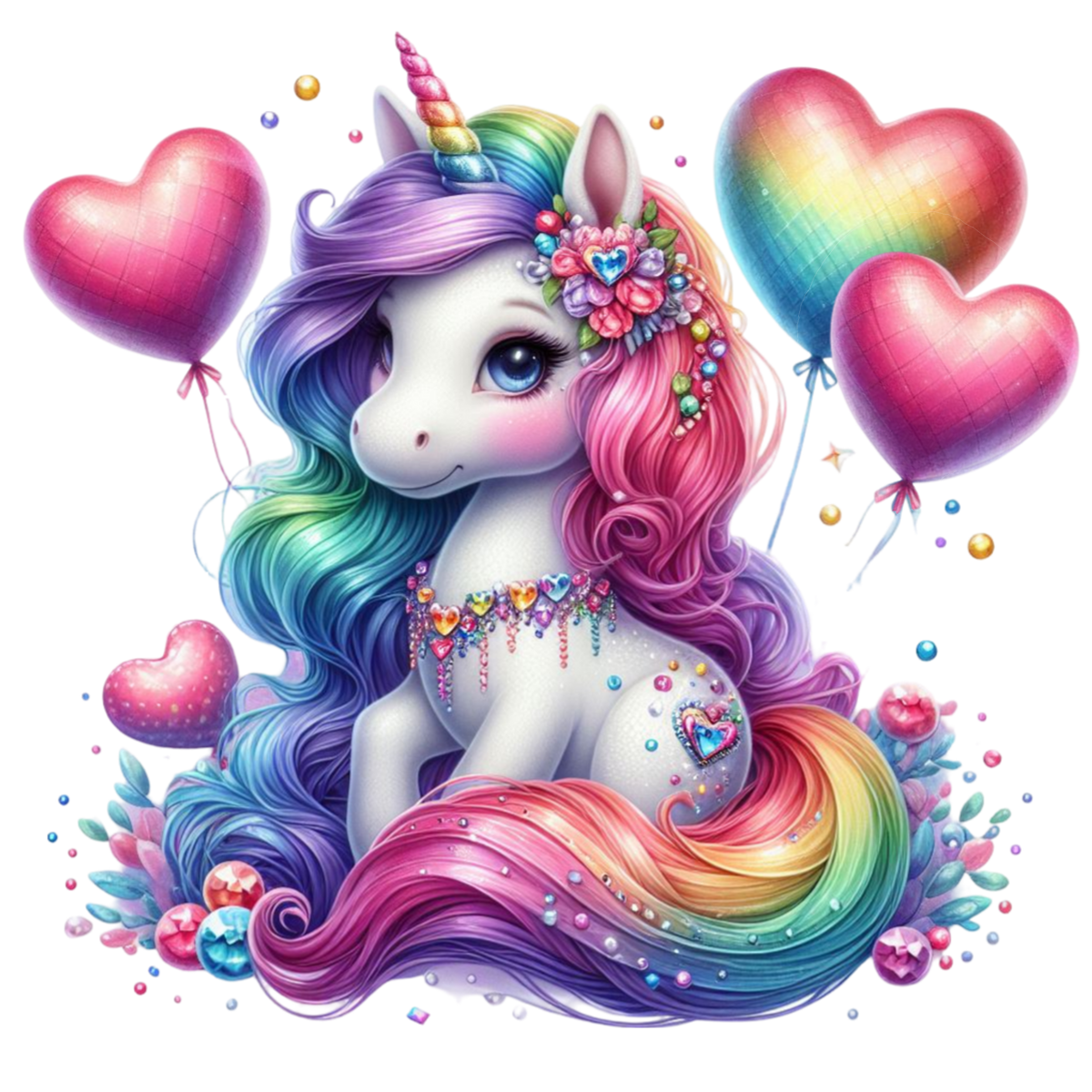 Unicorn Rainbow Balloons Heat Transfer