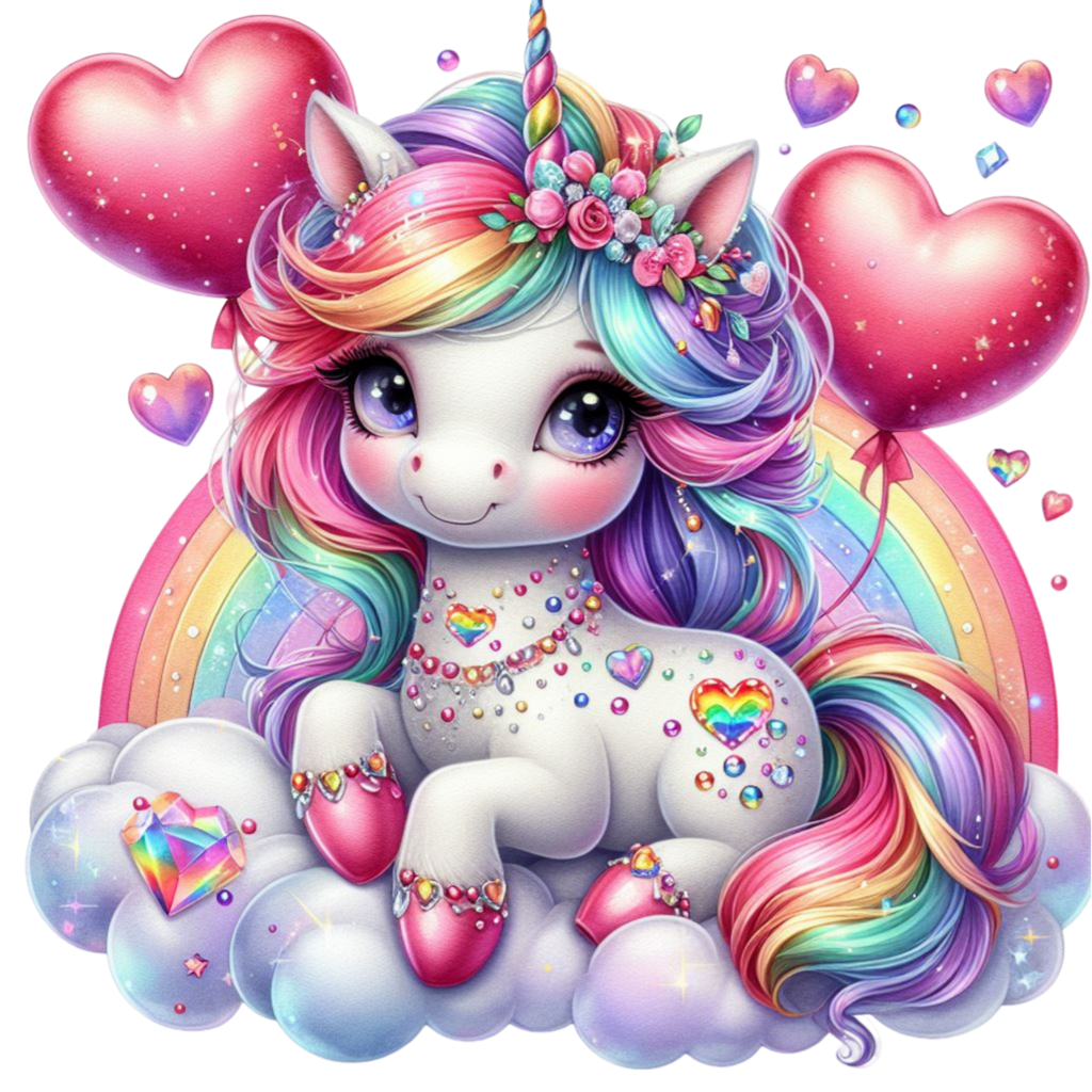 Unicorn Rainbow Balloons Heat Transfer