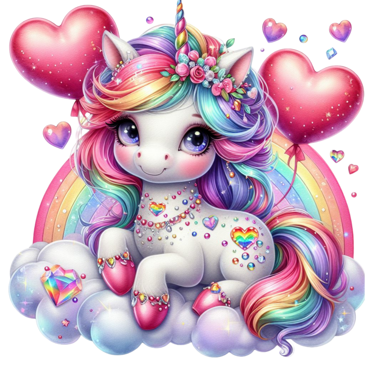 Unicorn Rainbow Balloons Heat Transfer