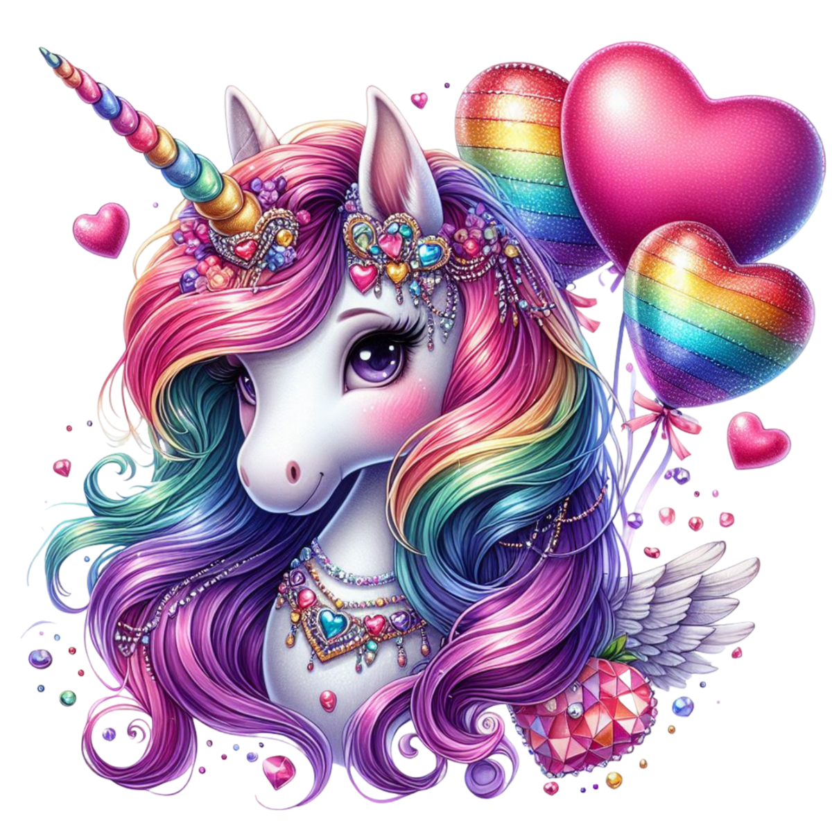 Unicorn Rainbow Balloons Heat Transfer