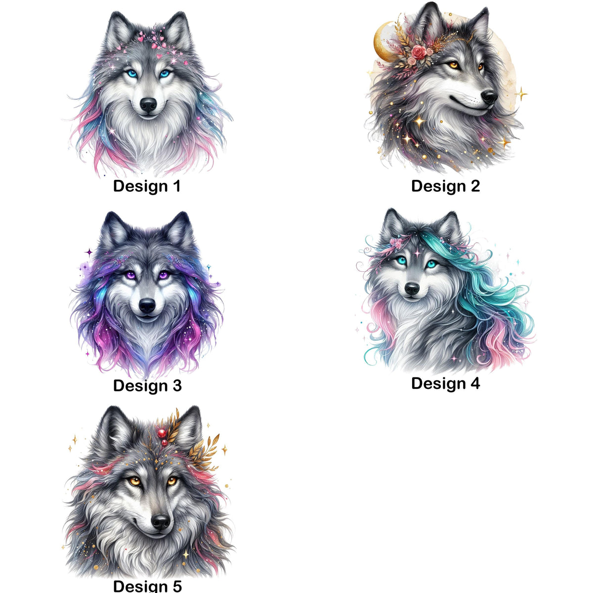 Beautiful Colorful Wolf Graphic T-Shirt