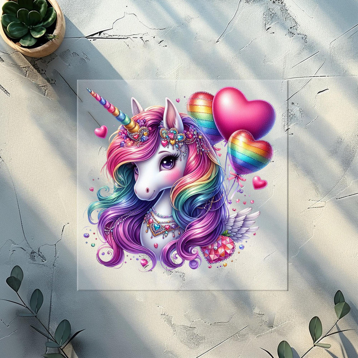 Unicorn Rainbow Balloons Heat Transfer
