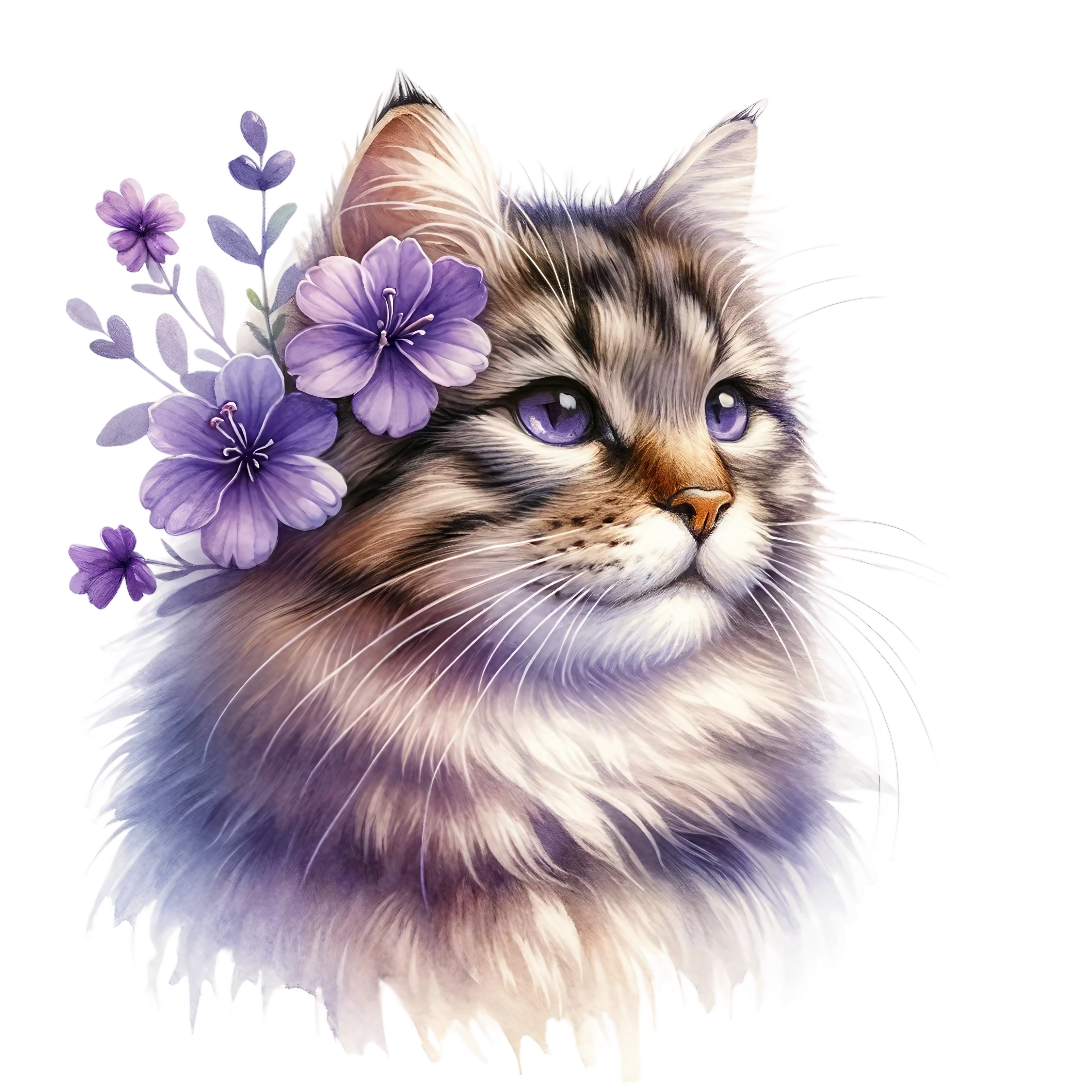 Floral Cats DTF Transfer