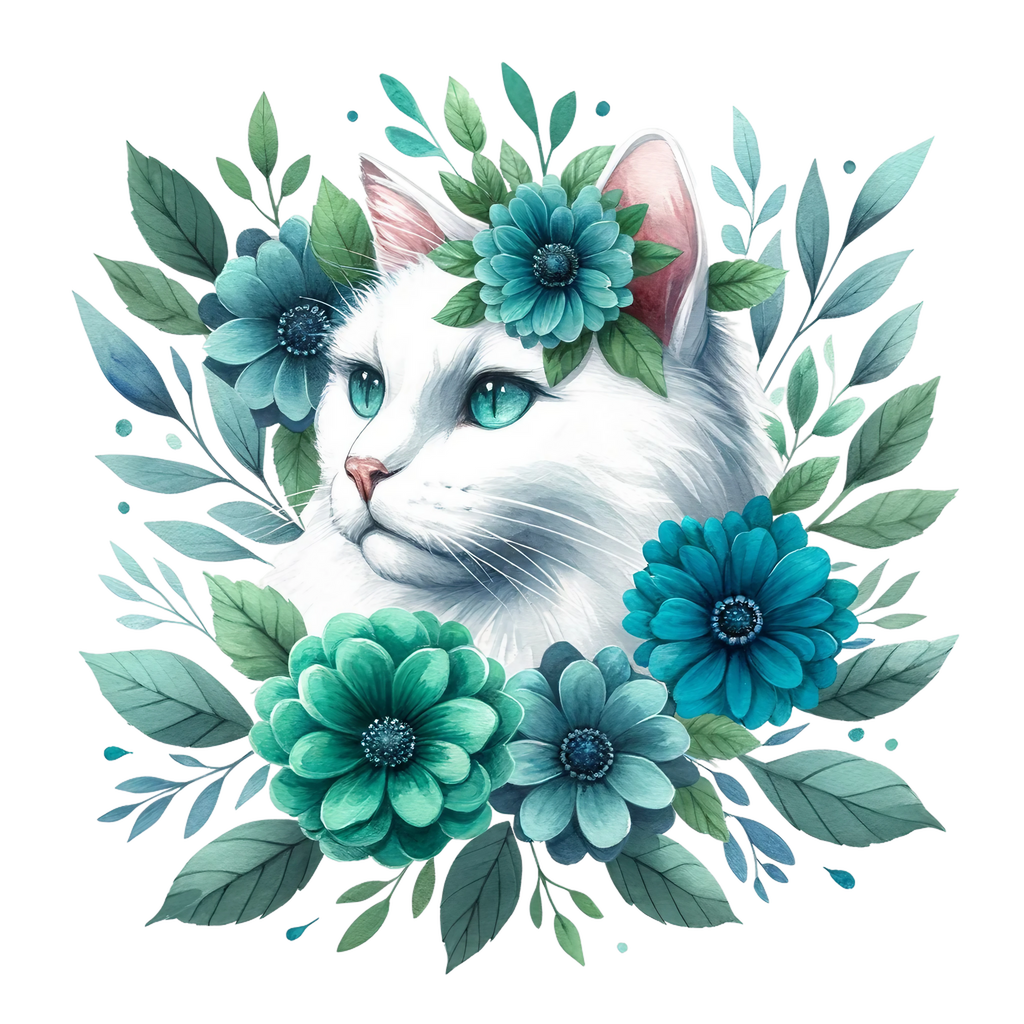 Floral Cats Heat Transfer