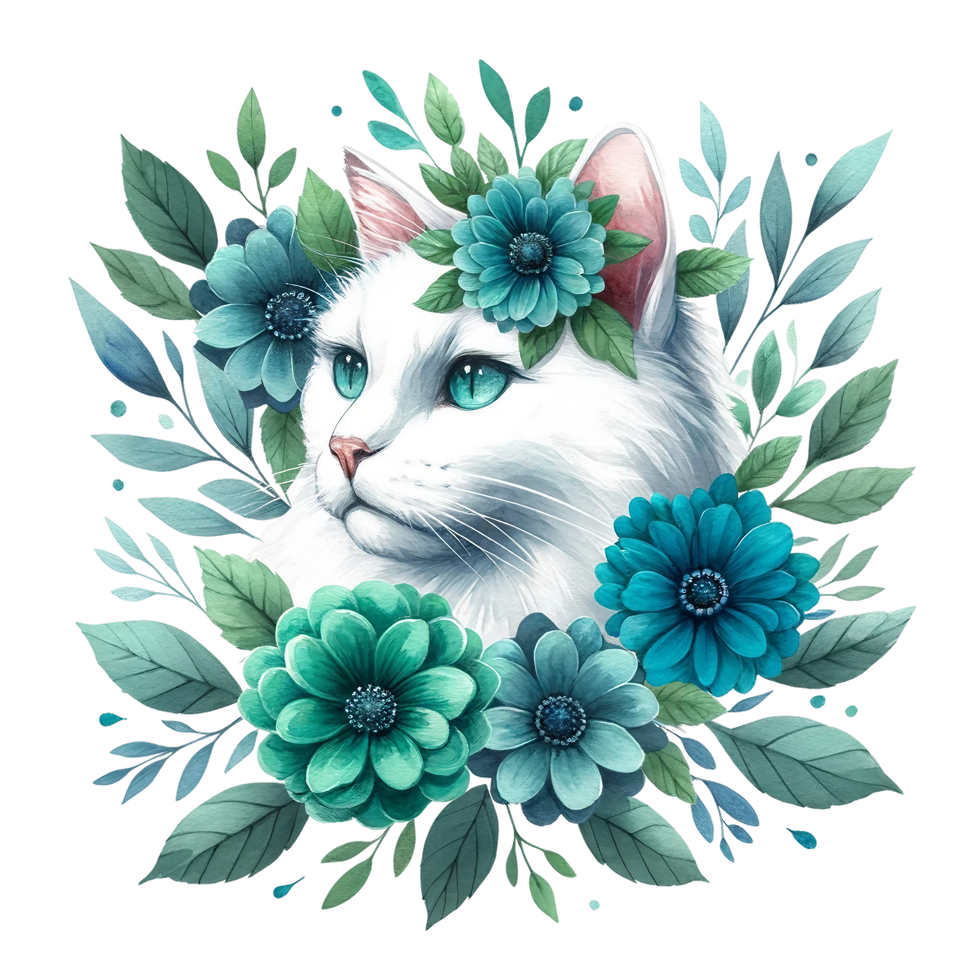 Floral Cats DTF Transfer