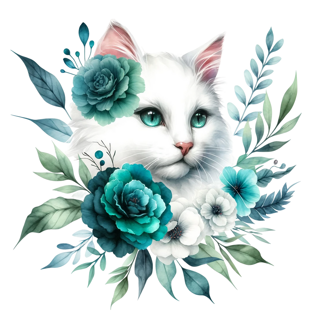 Floral Cats Heat Transfer