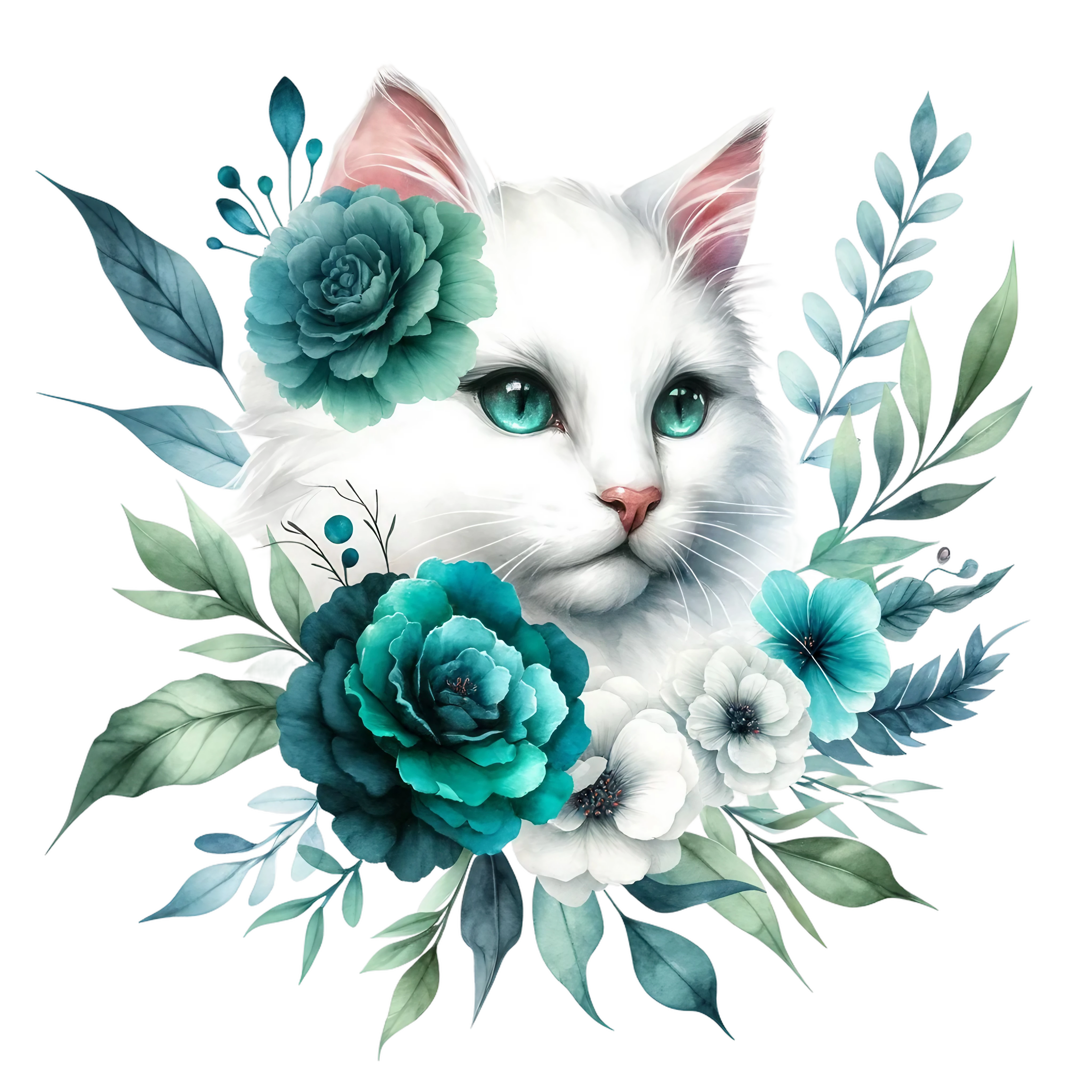 Floral Cats DTF Transfer