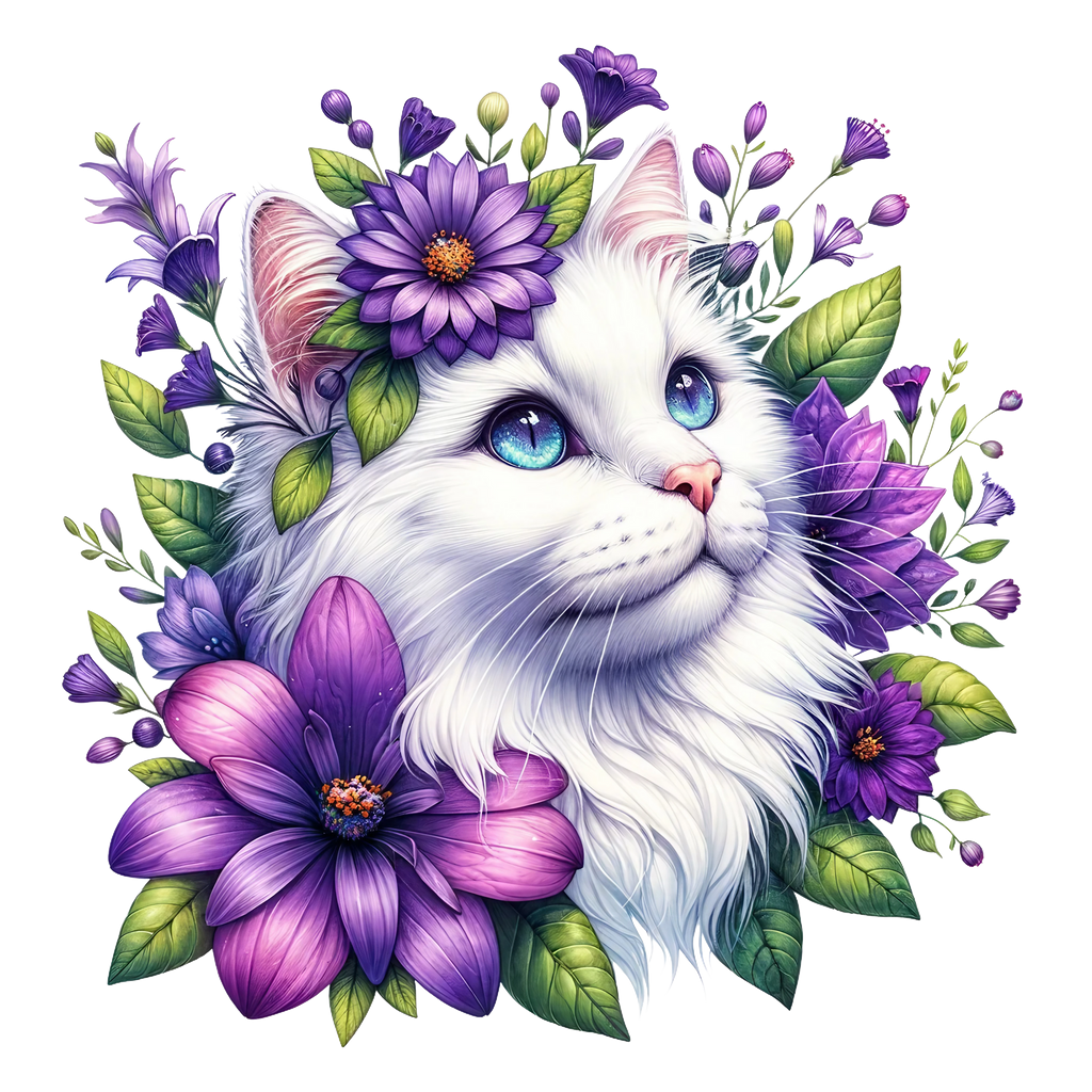 Floral Cats Heat Transfer
