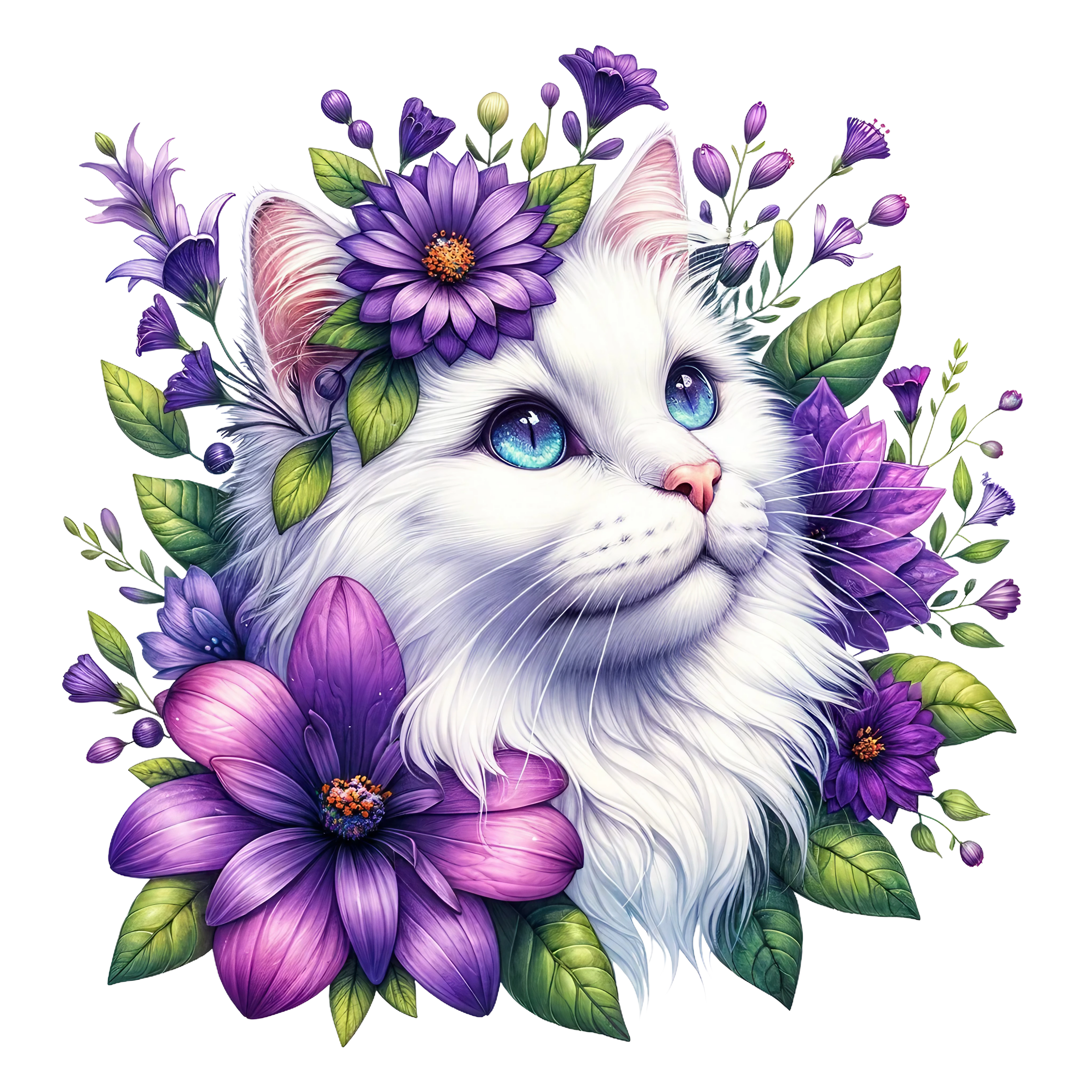 Floral Cats DTF Transfer