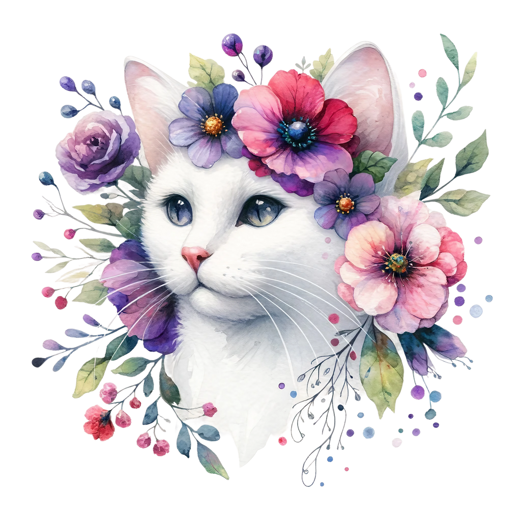Floral Cats Heat Transfer