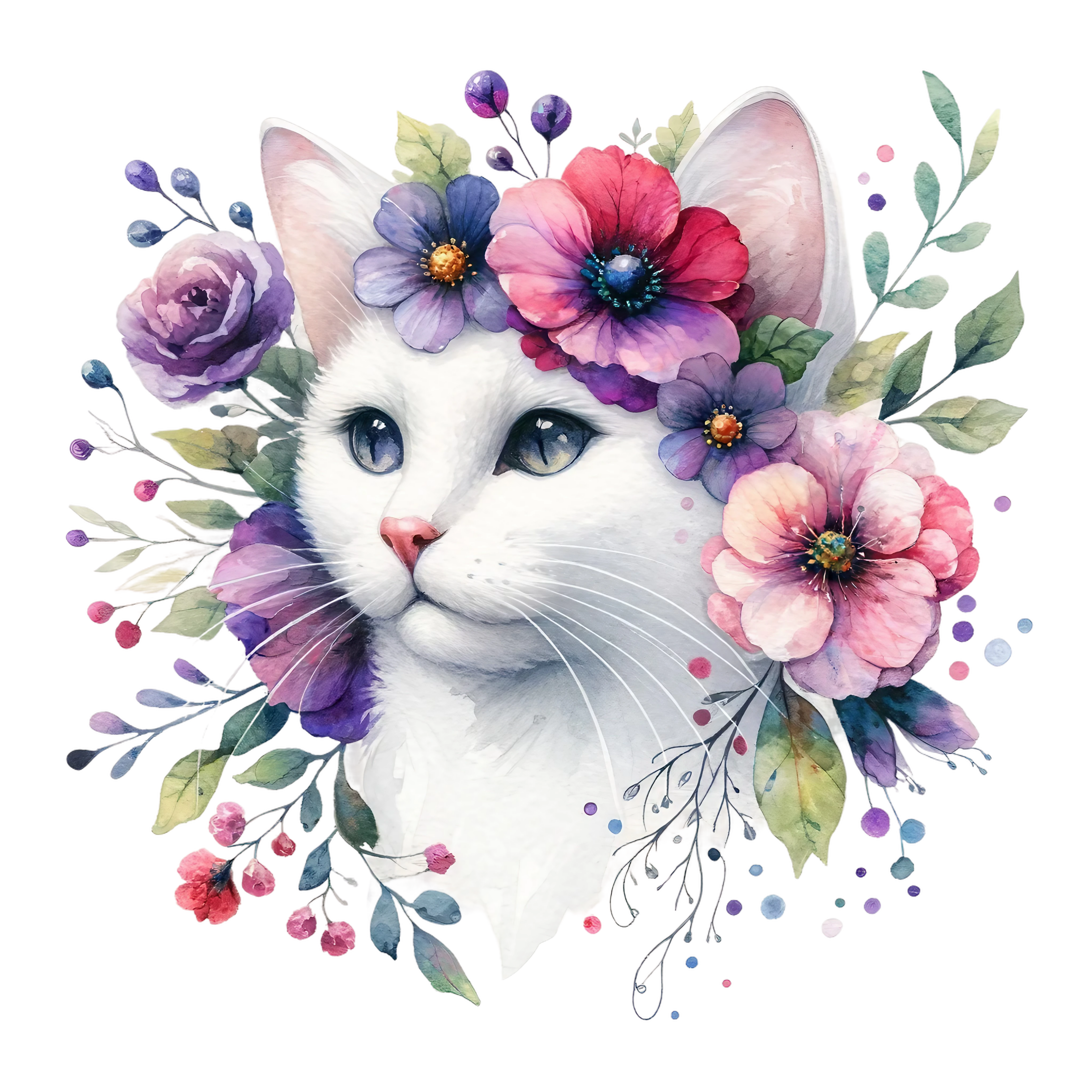 Floral Cats DTF Transfer