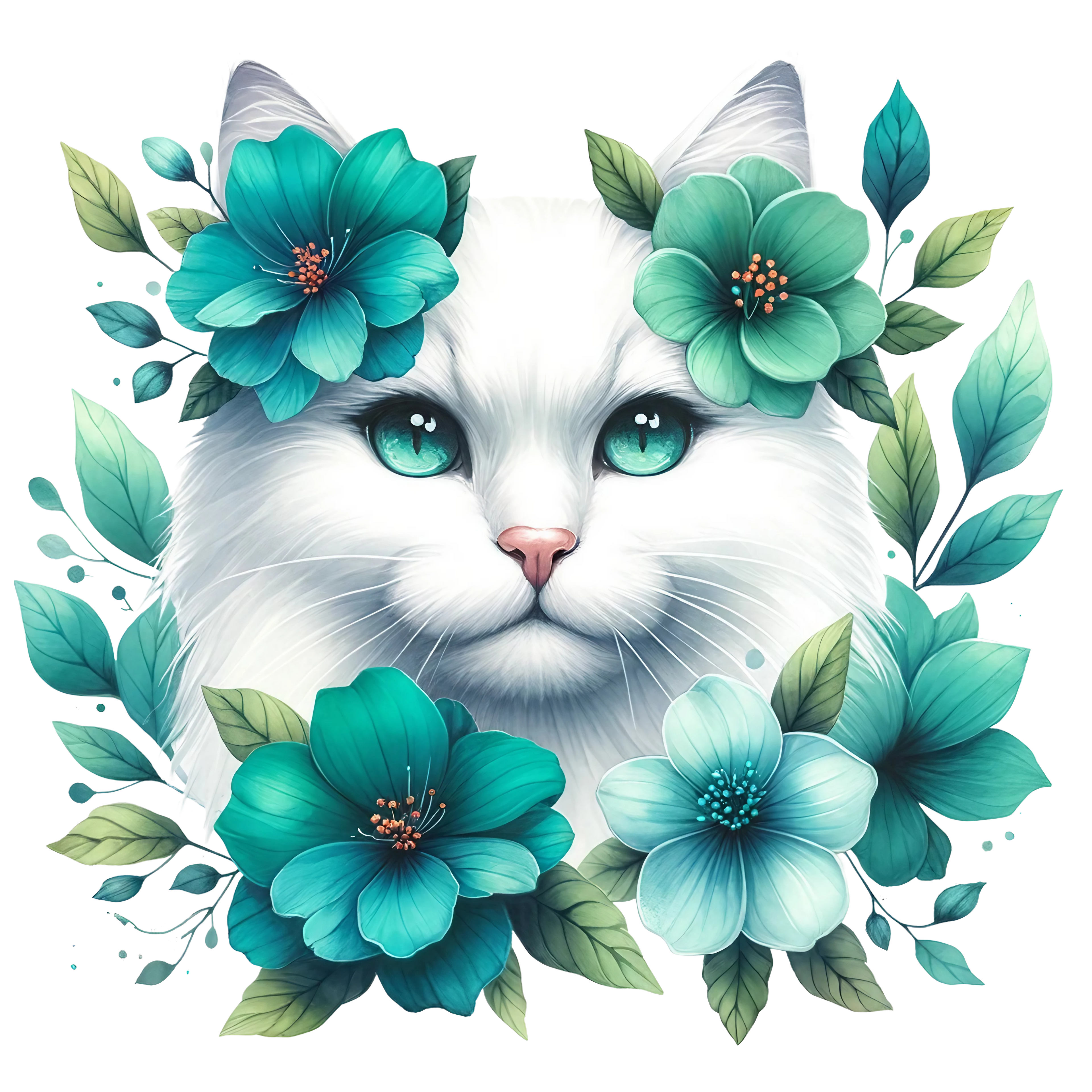Floral Cats DTF Transfer