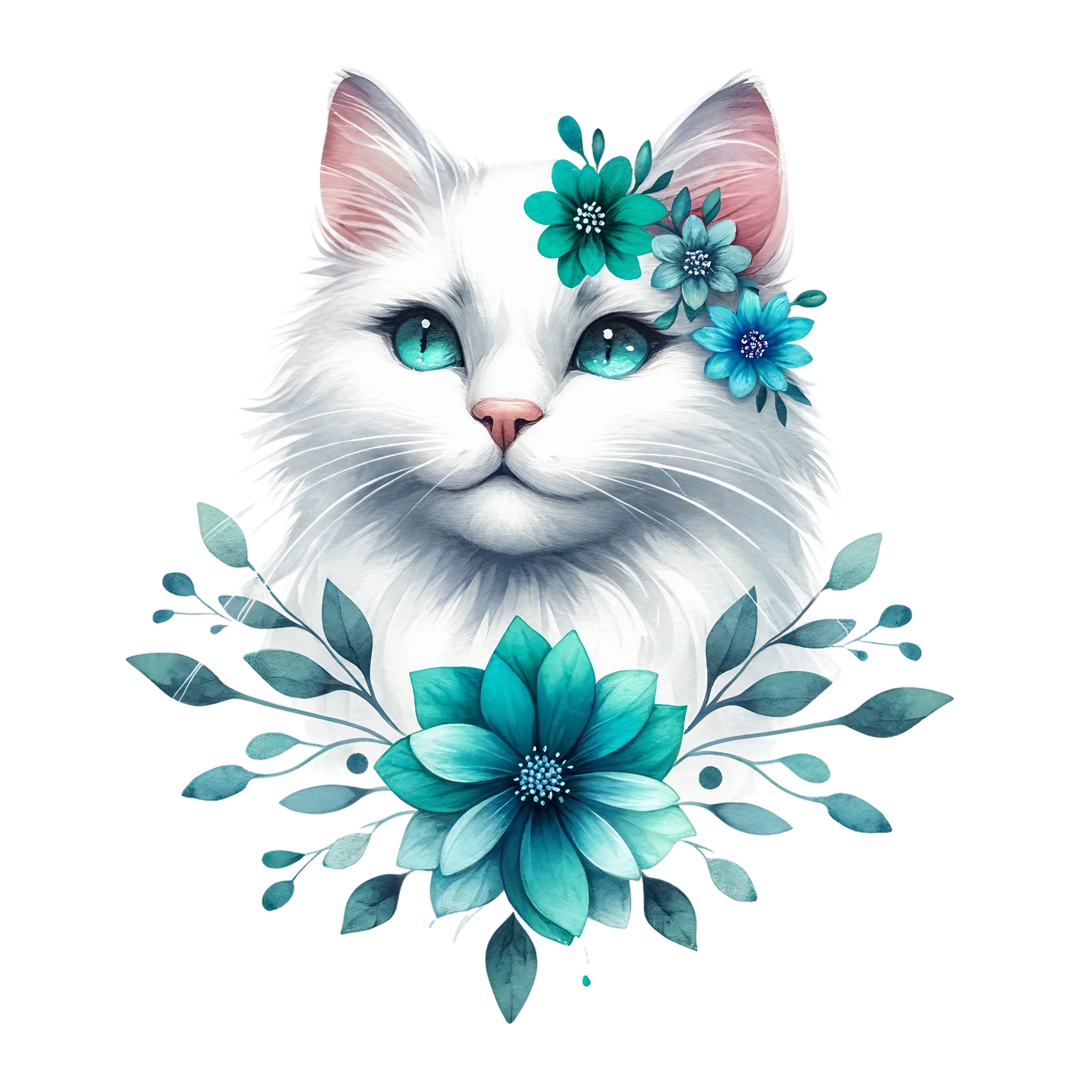 Floral Cats DTF Transfer