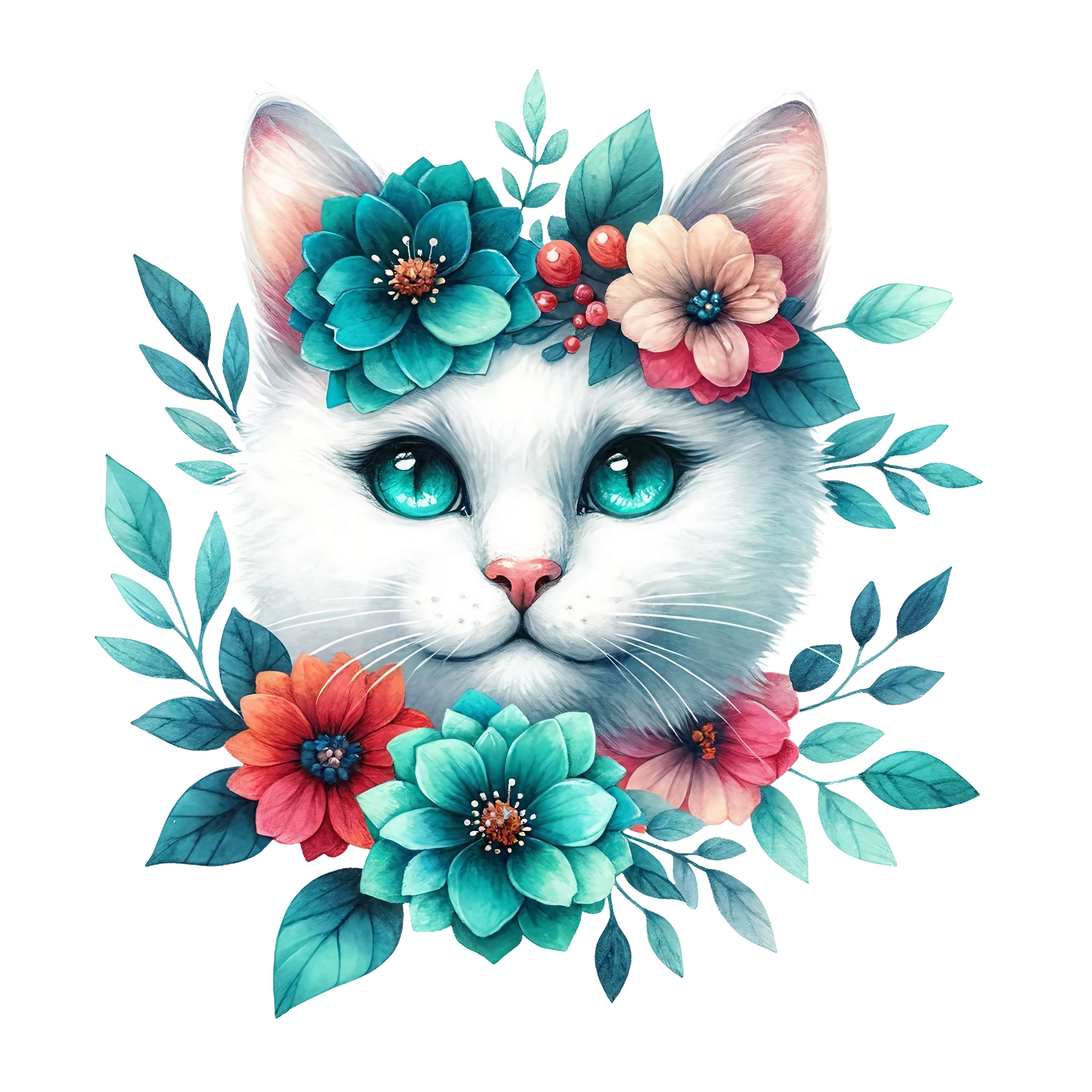 Floral Cats DTF Transfer
