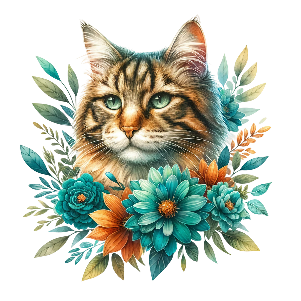Floral Cats Heat Transfer