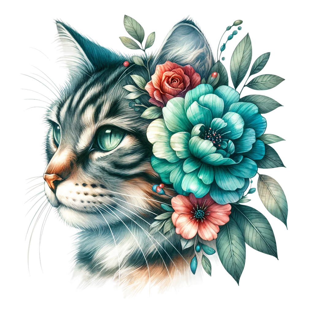 Floral Cats Heat Transfer